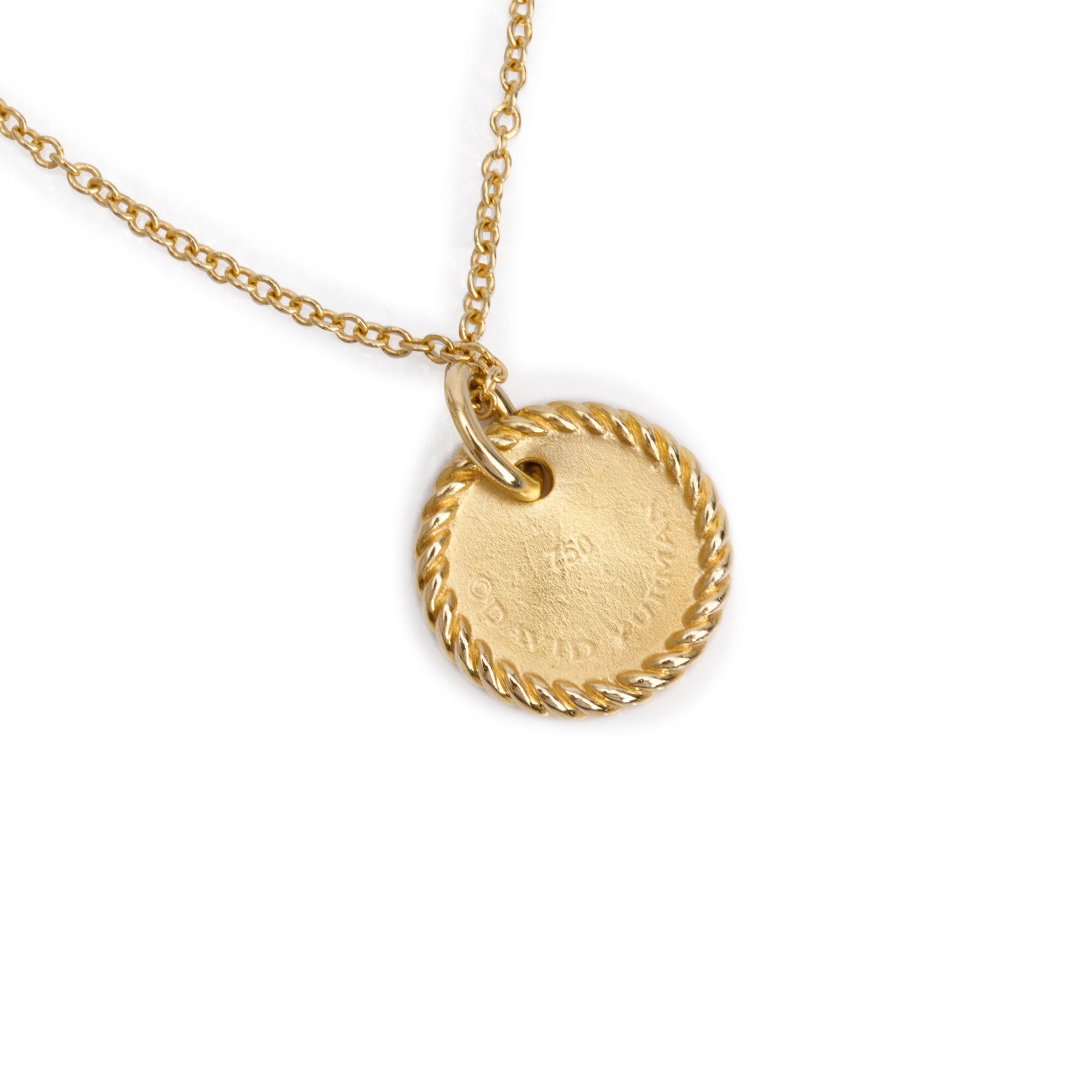 David Yurman 18k Yellow Gold Diamond Initial 'A' Charm Pendant Necklace