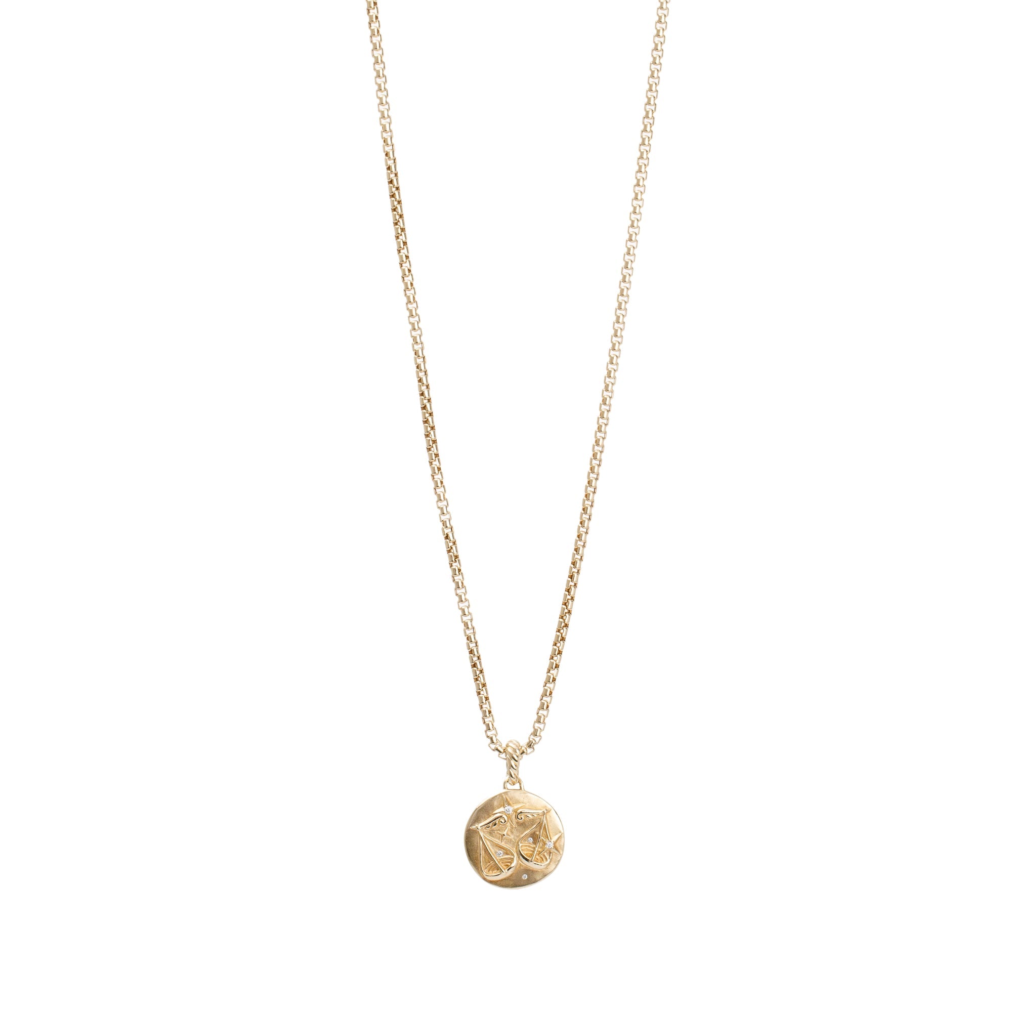 David Yurman 18k Yellow Gold Diamond Libra Amulet Pendant Necklace