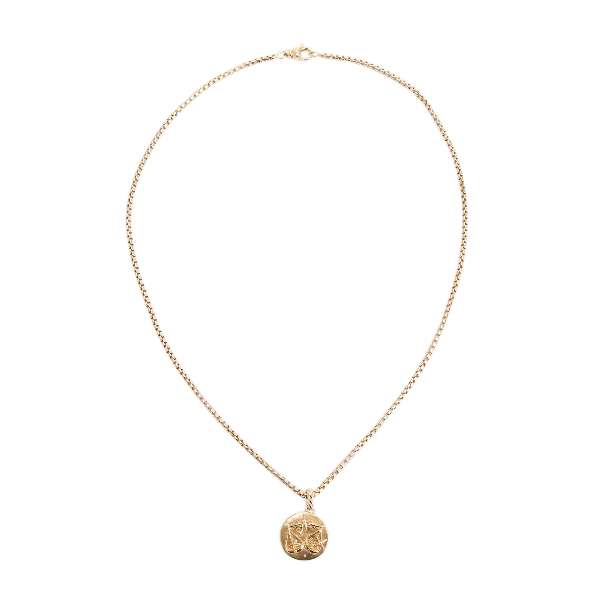 David Yurman 18k Yellow Gold Diamond Libra Amulet Pendant Necklace