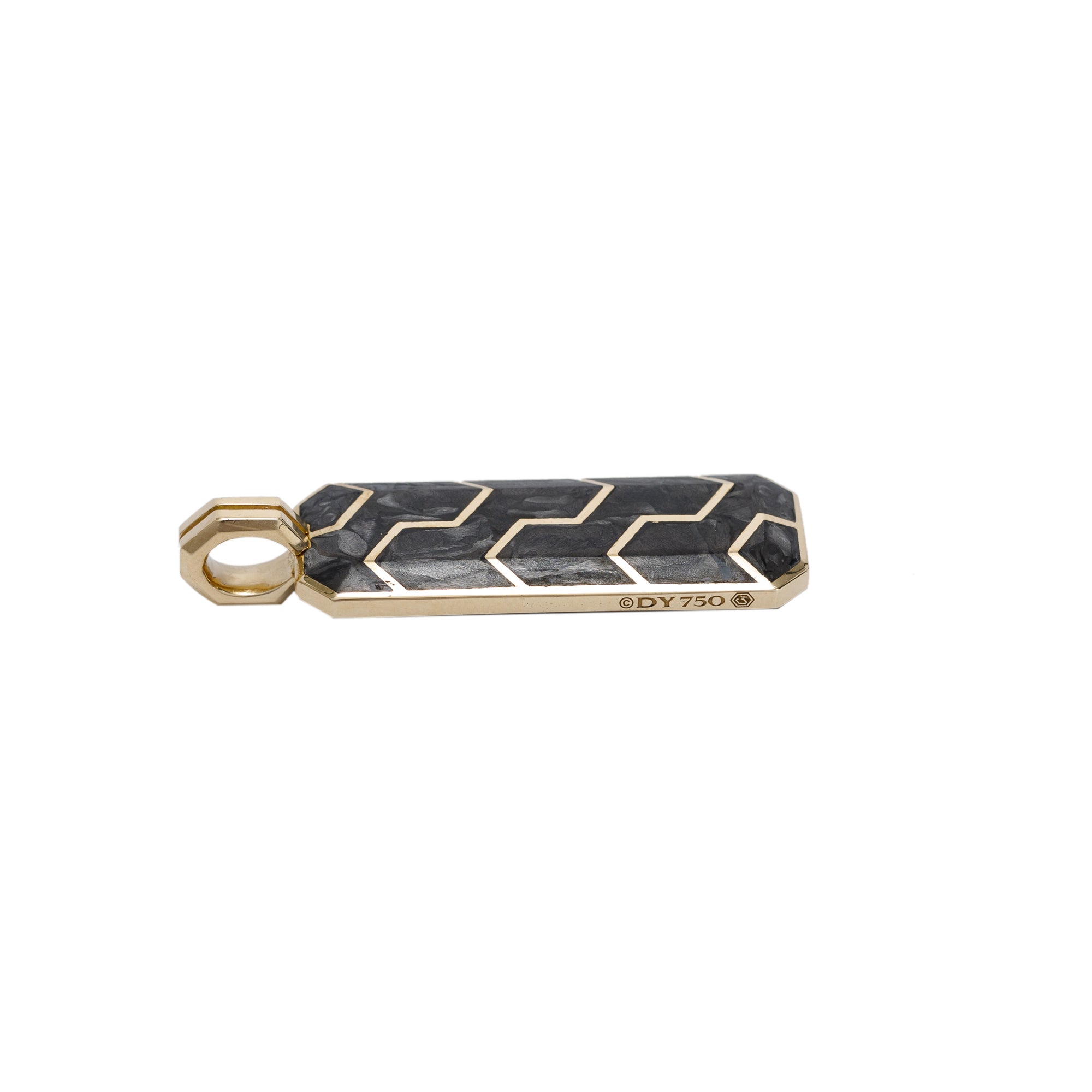 David Yurman 18k Yellow Gold Forged Carbon Ingot Tag Pendant