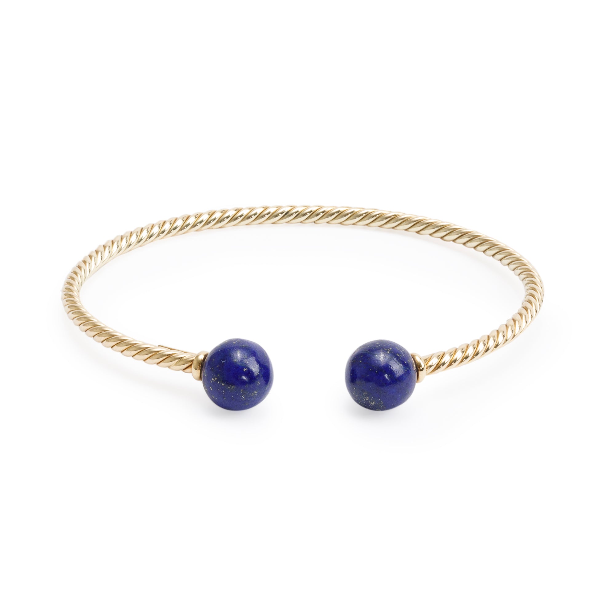David Yurman 18k Yellow Gold Lapis Lazuli Solari Cablespira Bracelet