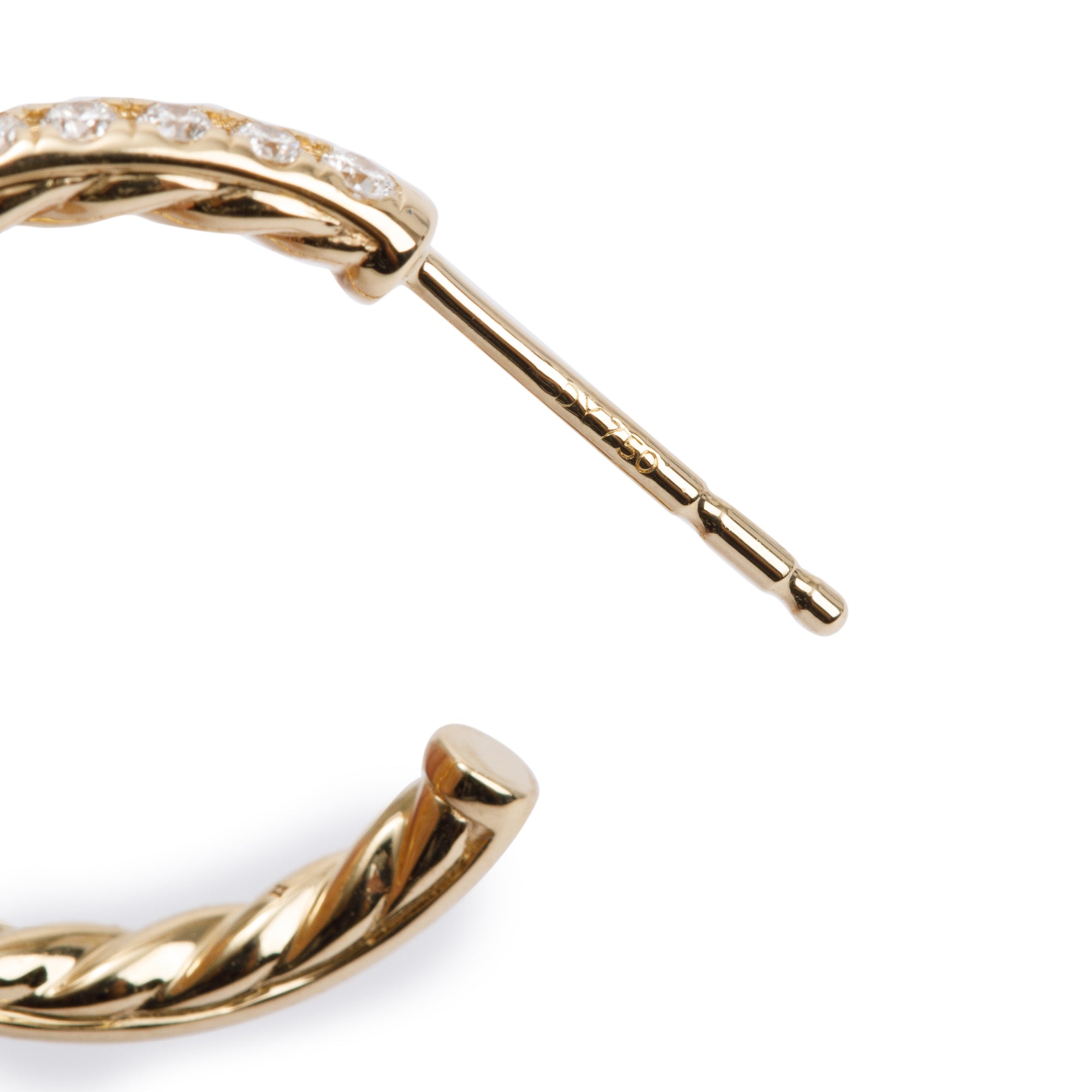 David Yurman 18k Yellow Gold Pave Diamond 19 MM Hoop Earrings