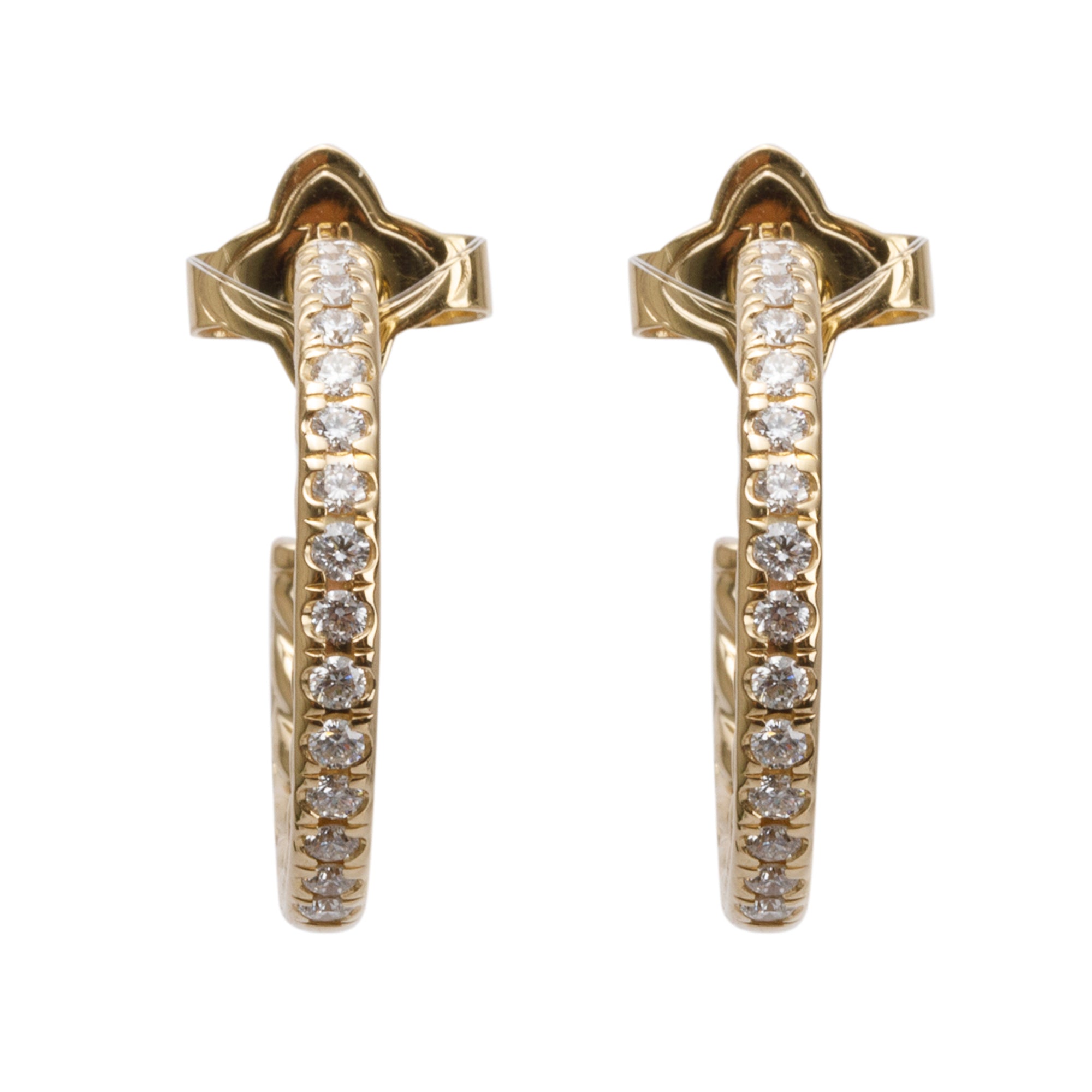 David Yurman 18k Yellow Gold Pave Diamond 19 MM Hoop Earrings