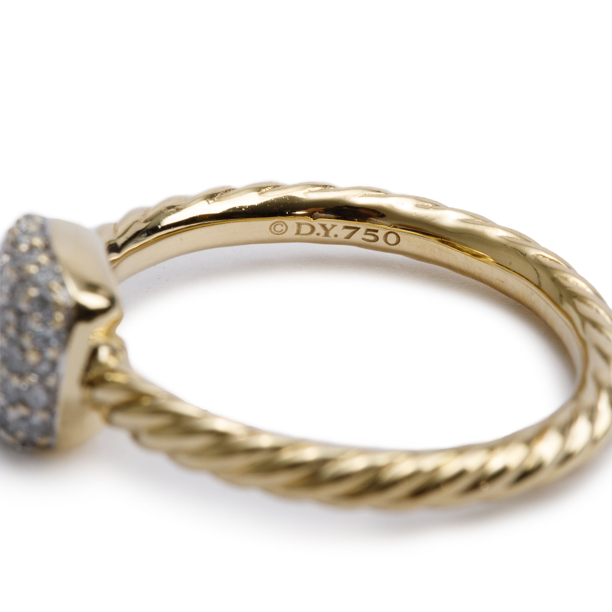 David Yurman 18k Yellow Gold Pave Diamond Cable Ring, Size 6
