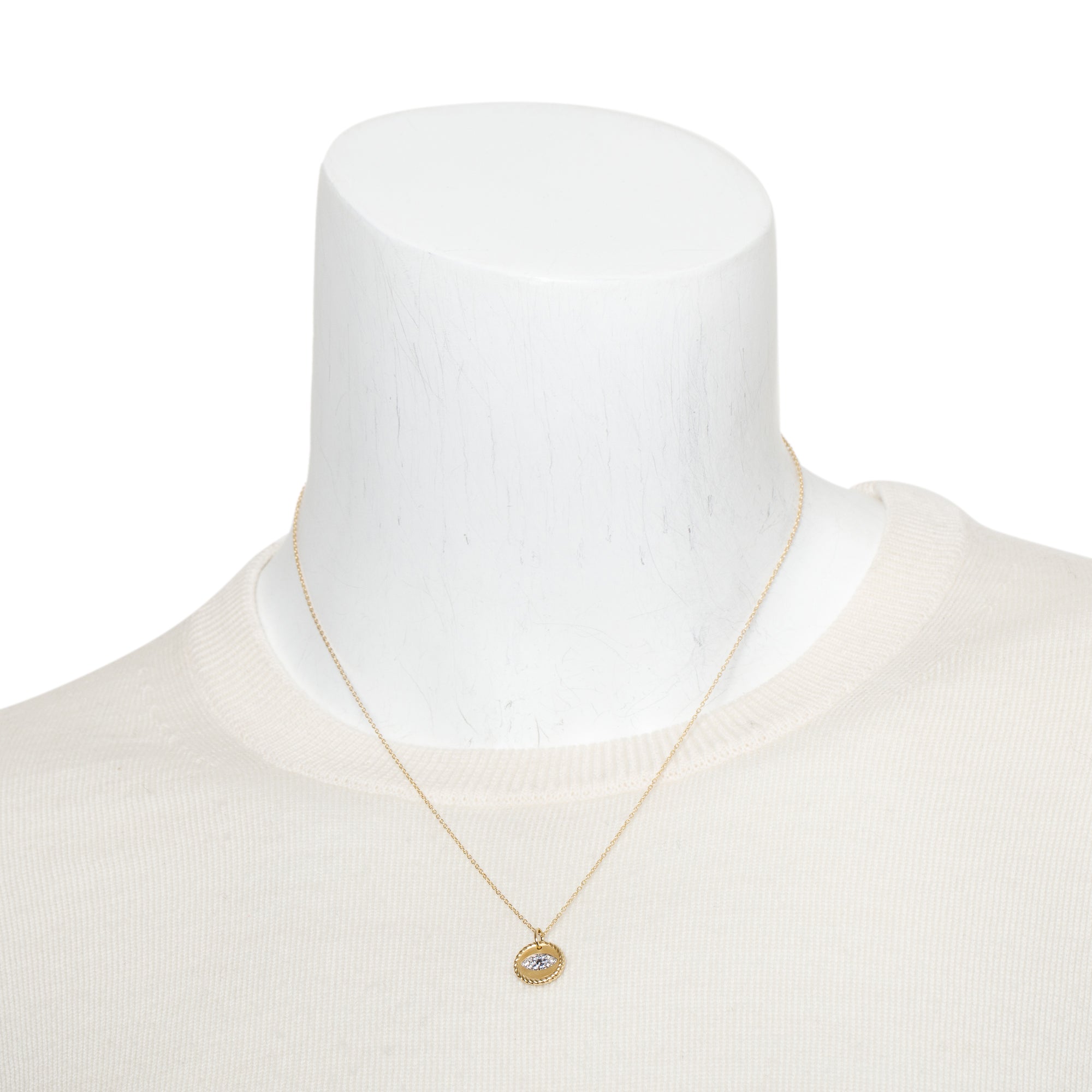 David Yurman 18k Yellow Gold Pave Sapphire & Diamond Cable Collectibles Evil Eye Pendant Necklace w/ Box & Receipt