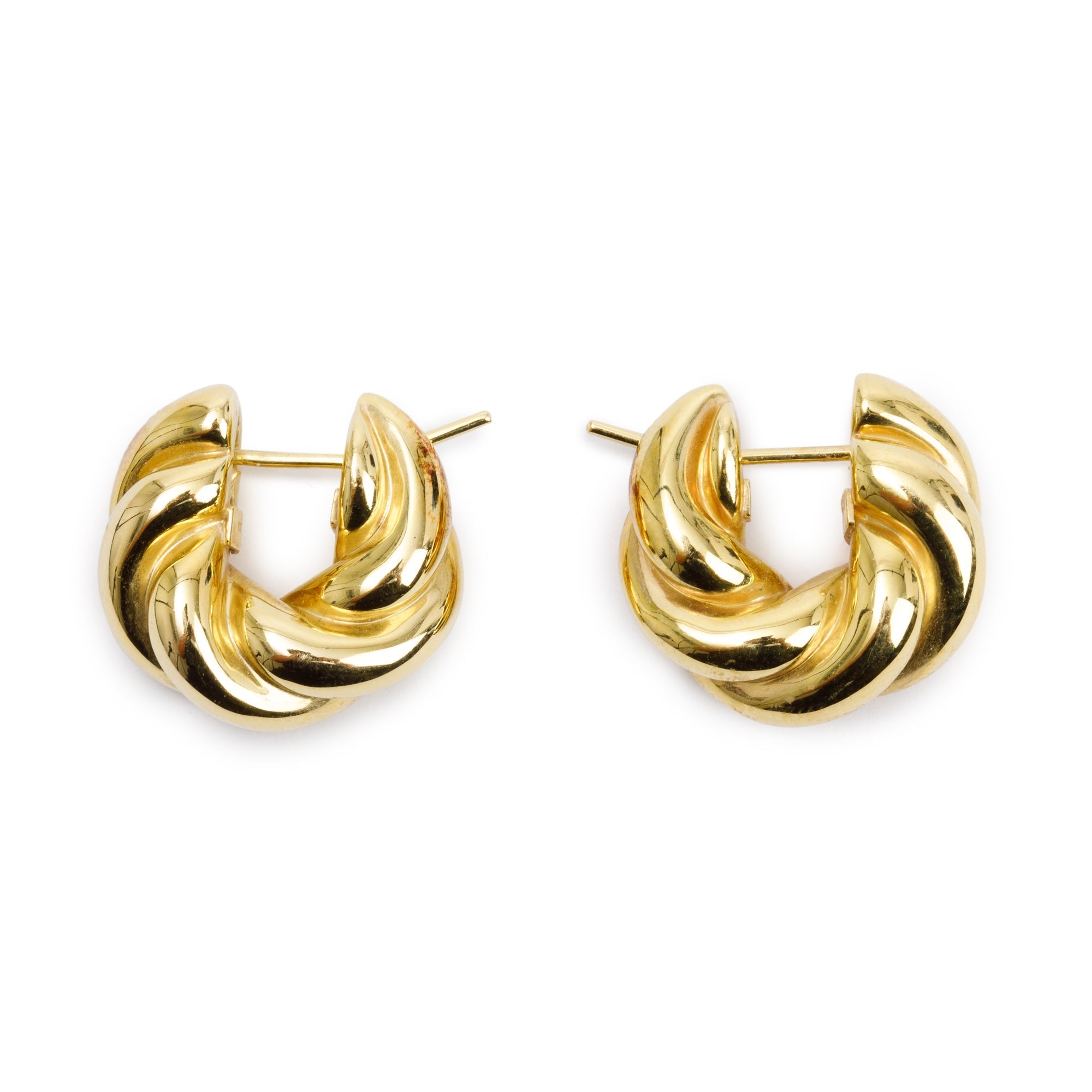 David Yurman 18k Yellow Gold Sculpted Cable Hoop Earrings w/ Box