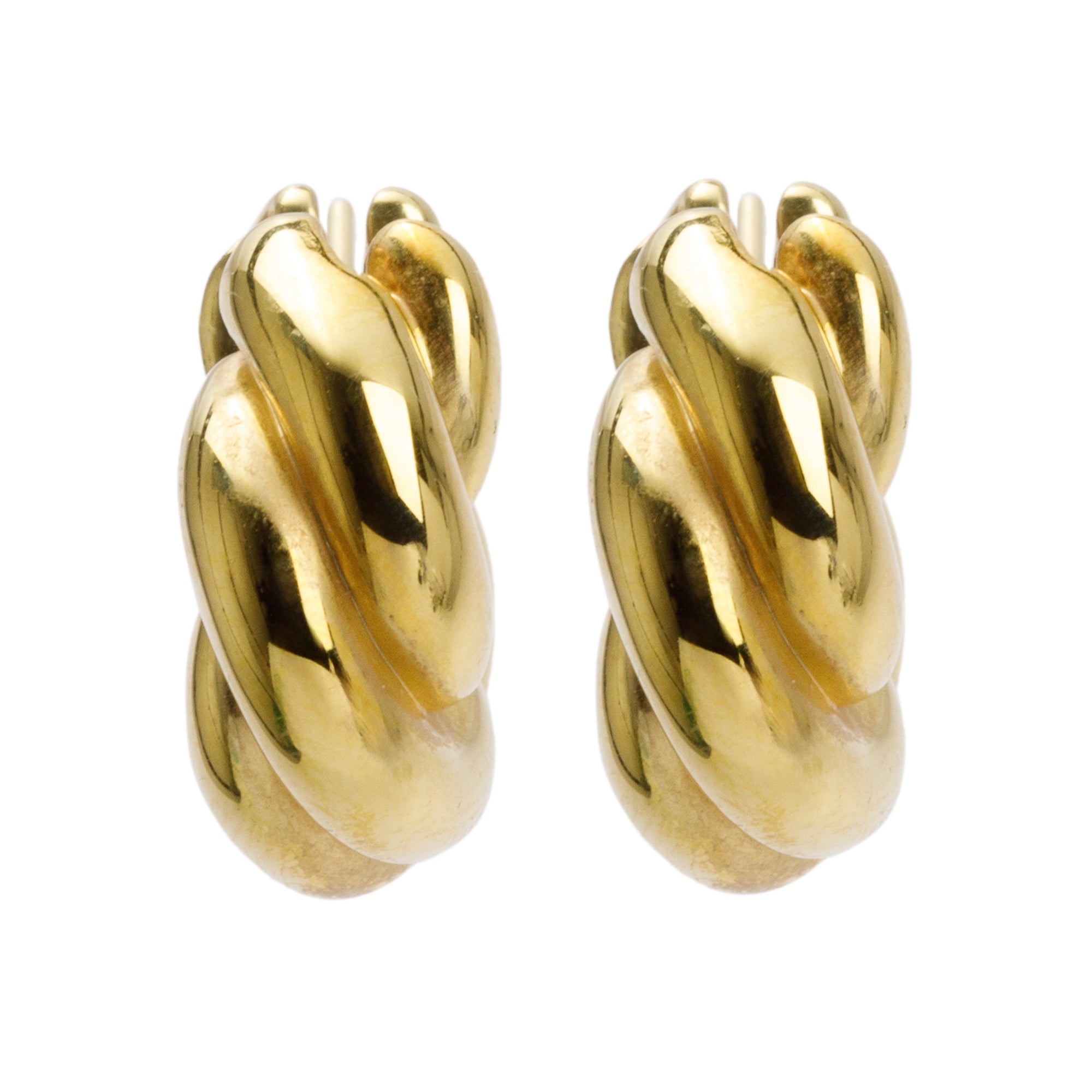 David Yurman 18k Yellow Gold Sculpted Cable Hoop Earrings w/ Box