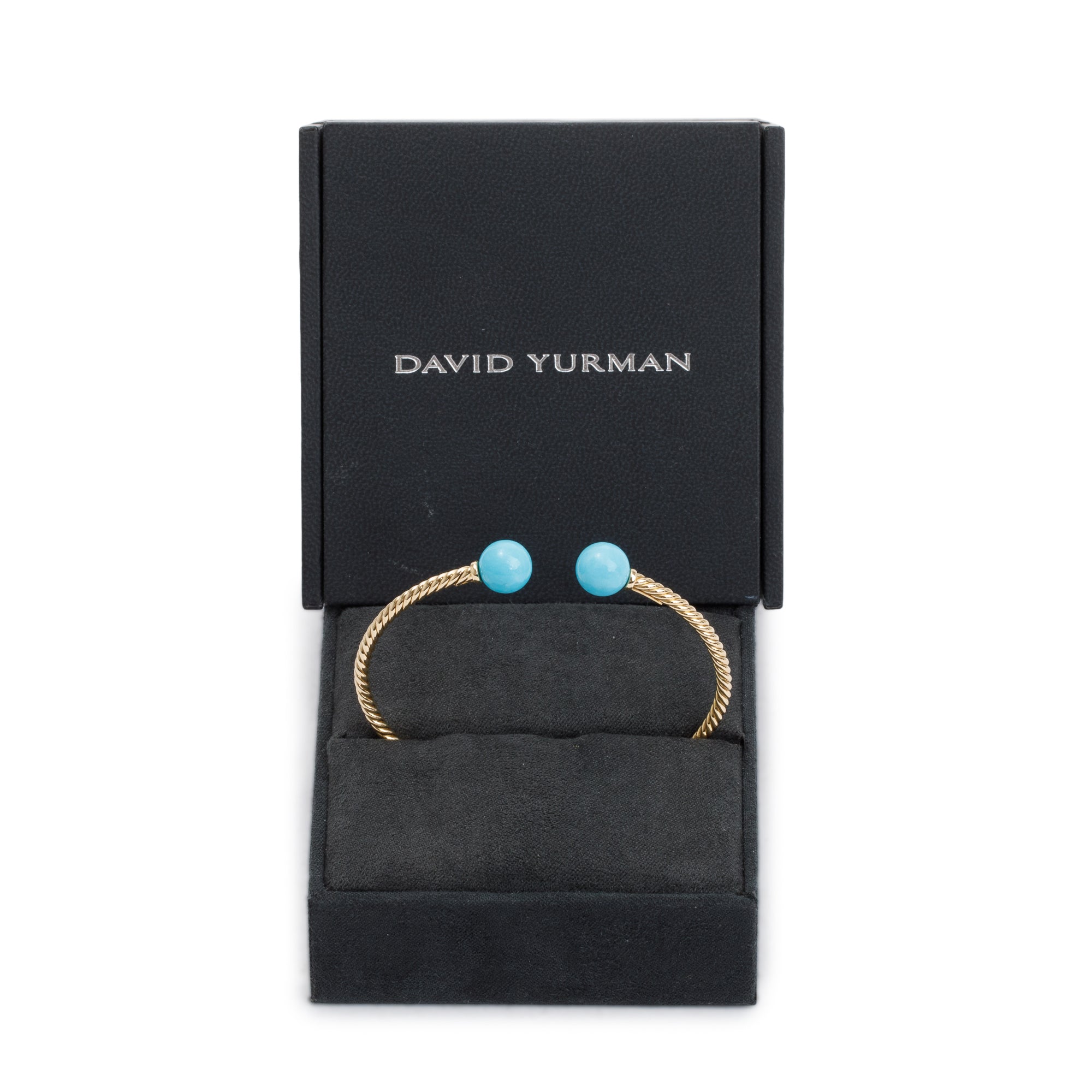 David Yurman 18k Yellow Gold Turquoise Solari Bracelet w/ Box