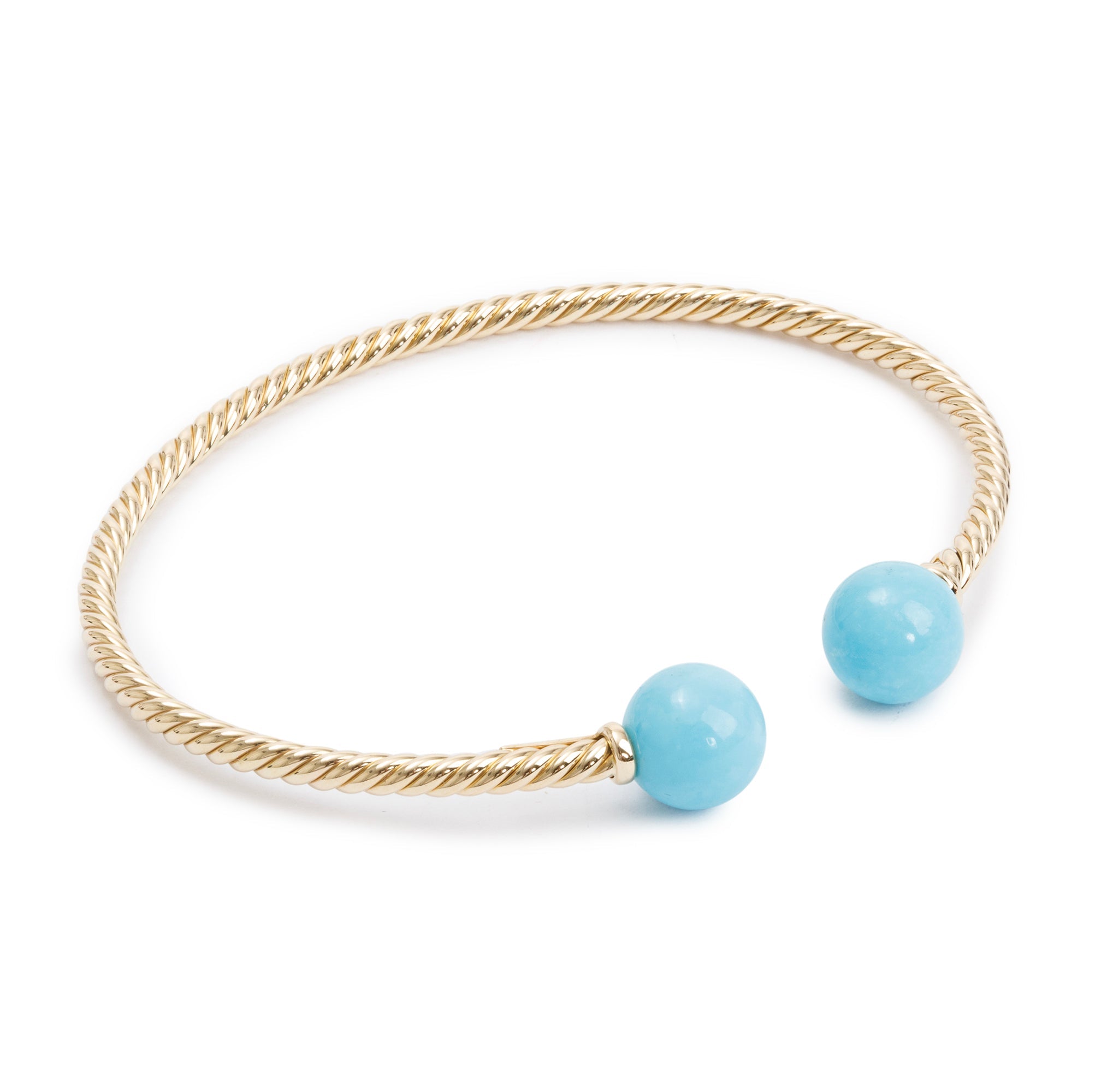 David Yurman 18k Yellow Gold Turquoise Solari Bracelet w/ Box