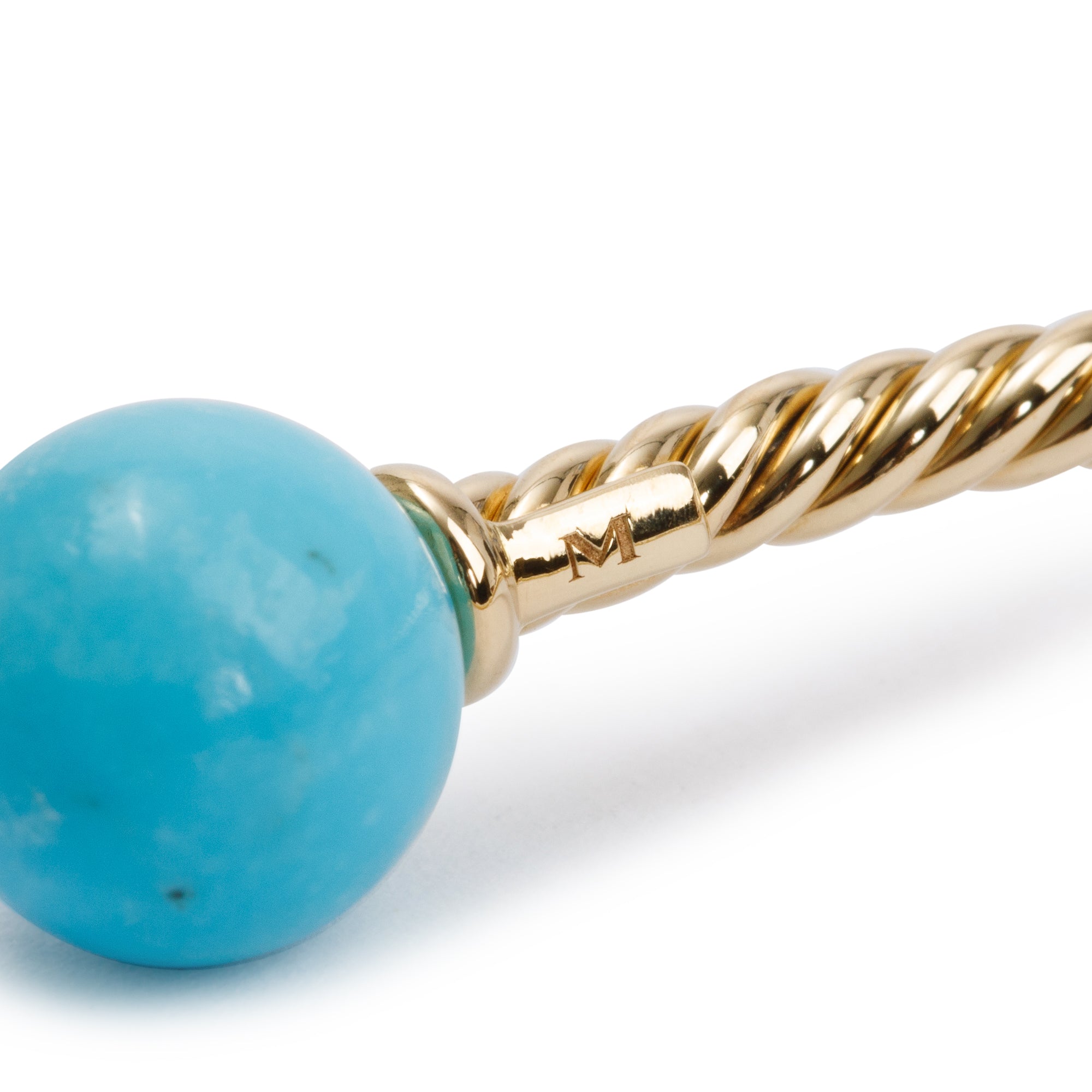 David Yurman 18k Yellow Gold Turquoise Solari Bracelet w/ Box