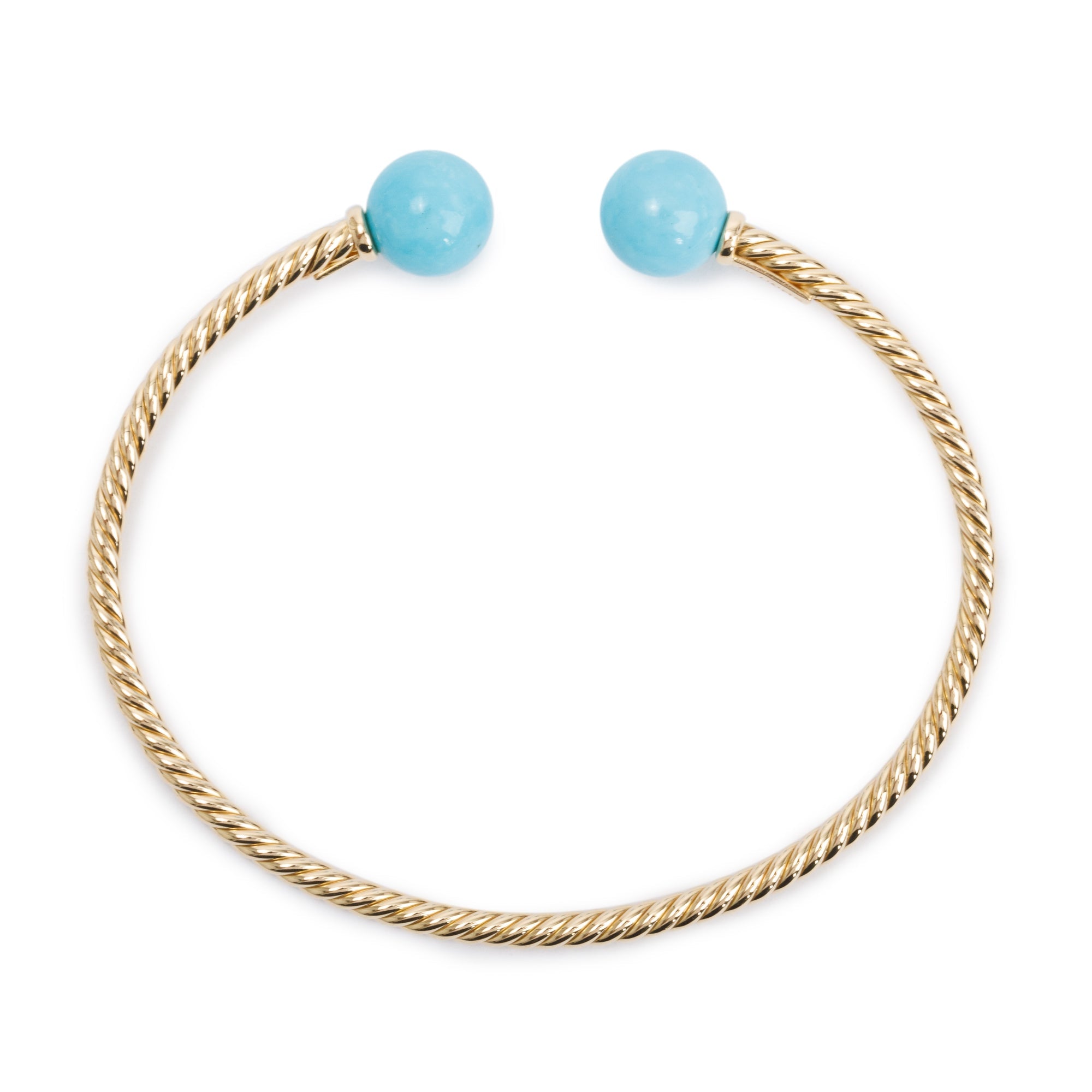 David Yurman 18k Yellow Gold Turquoise Solari Bracelet w/ Box