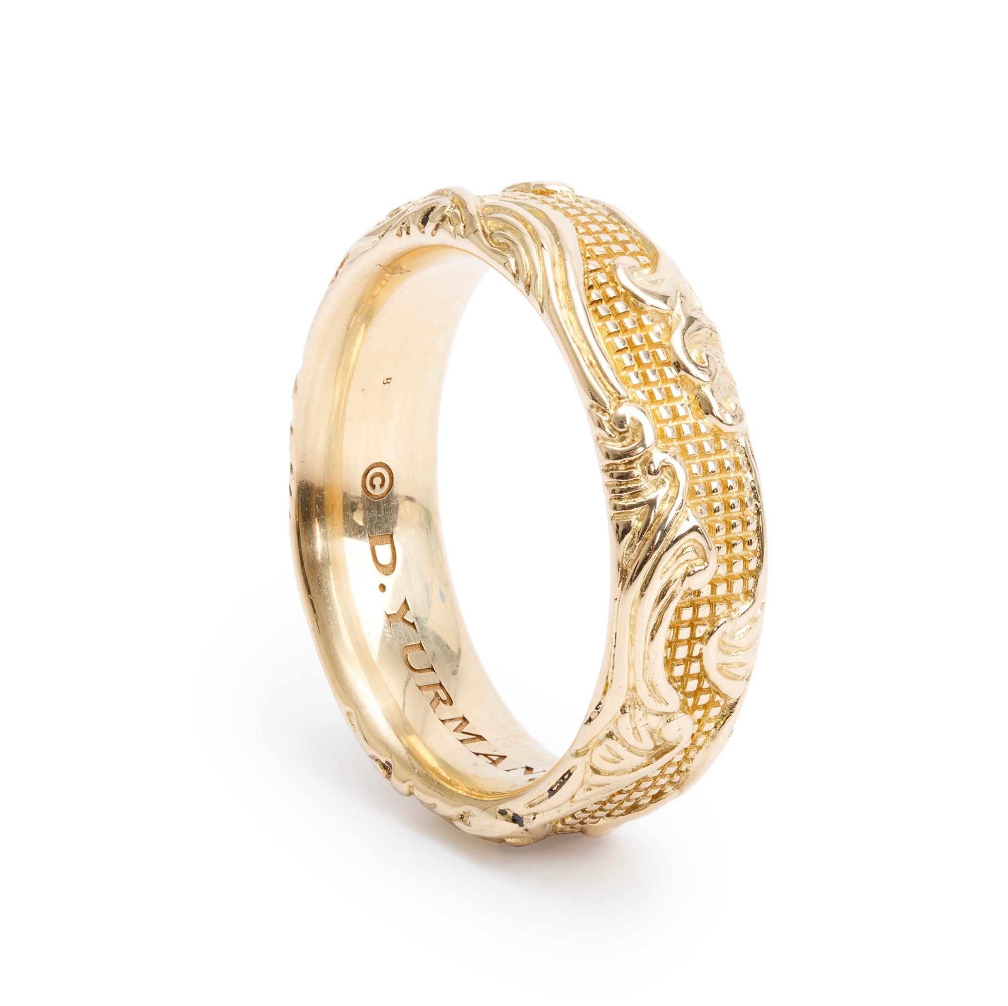 David Yurman 18k Yellow Gold Waves 7 MM Band Ring, Size 11