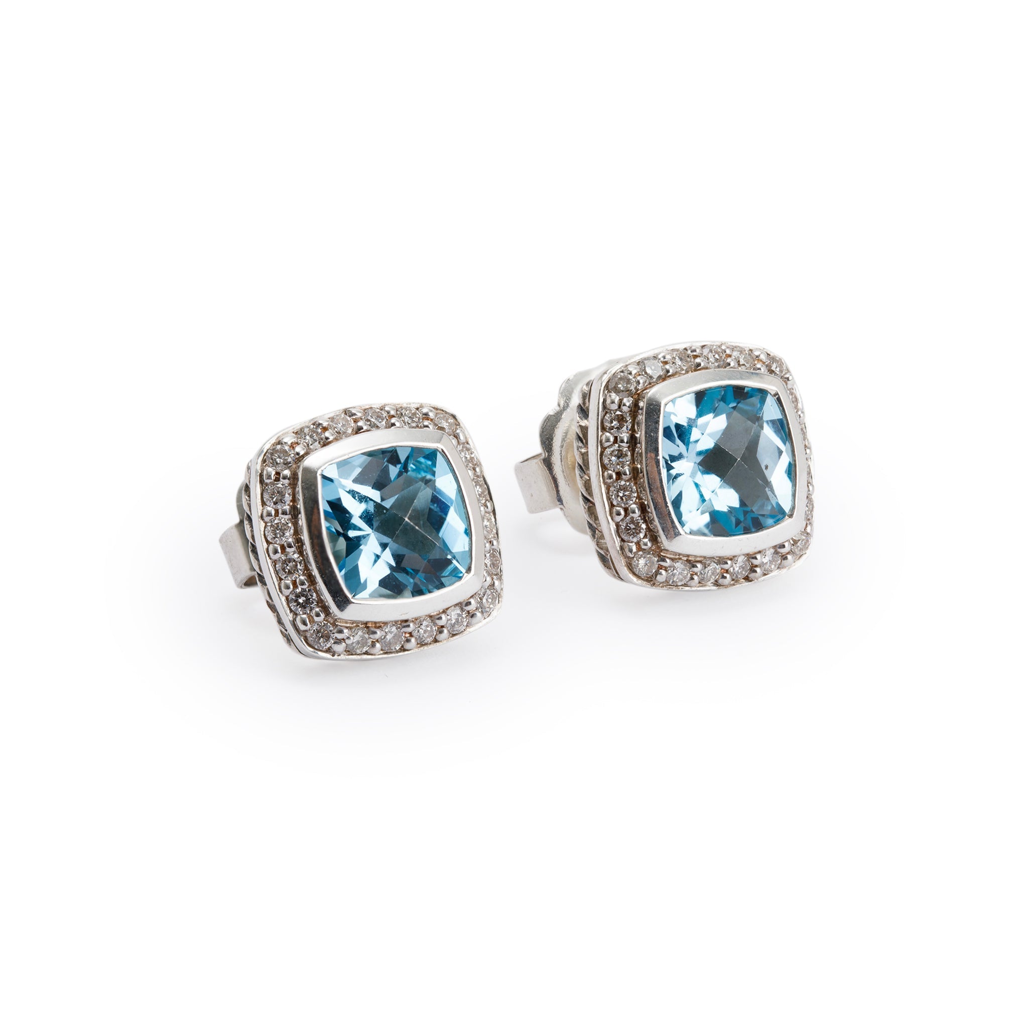 David Yurman Albion Earrings with Blue Topaz & Diamonds