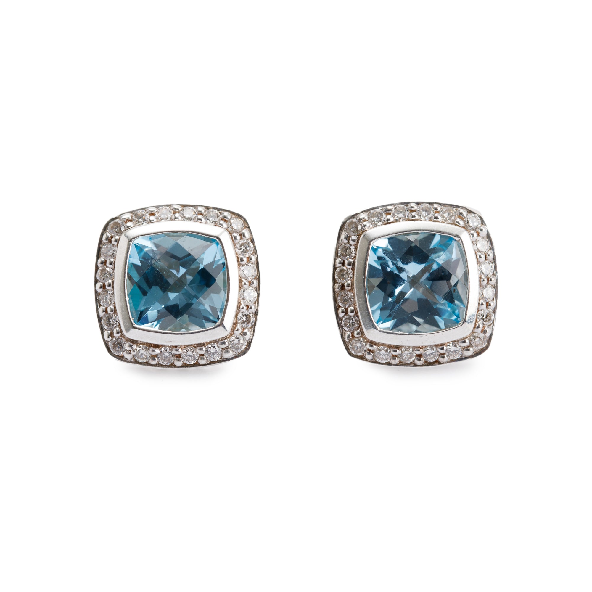 David Yurman Albion Earrings with Blue Topaz & Diamonds