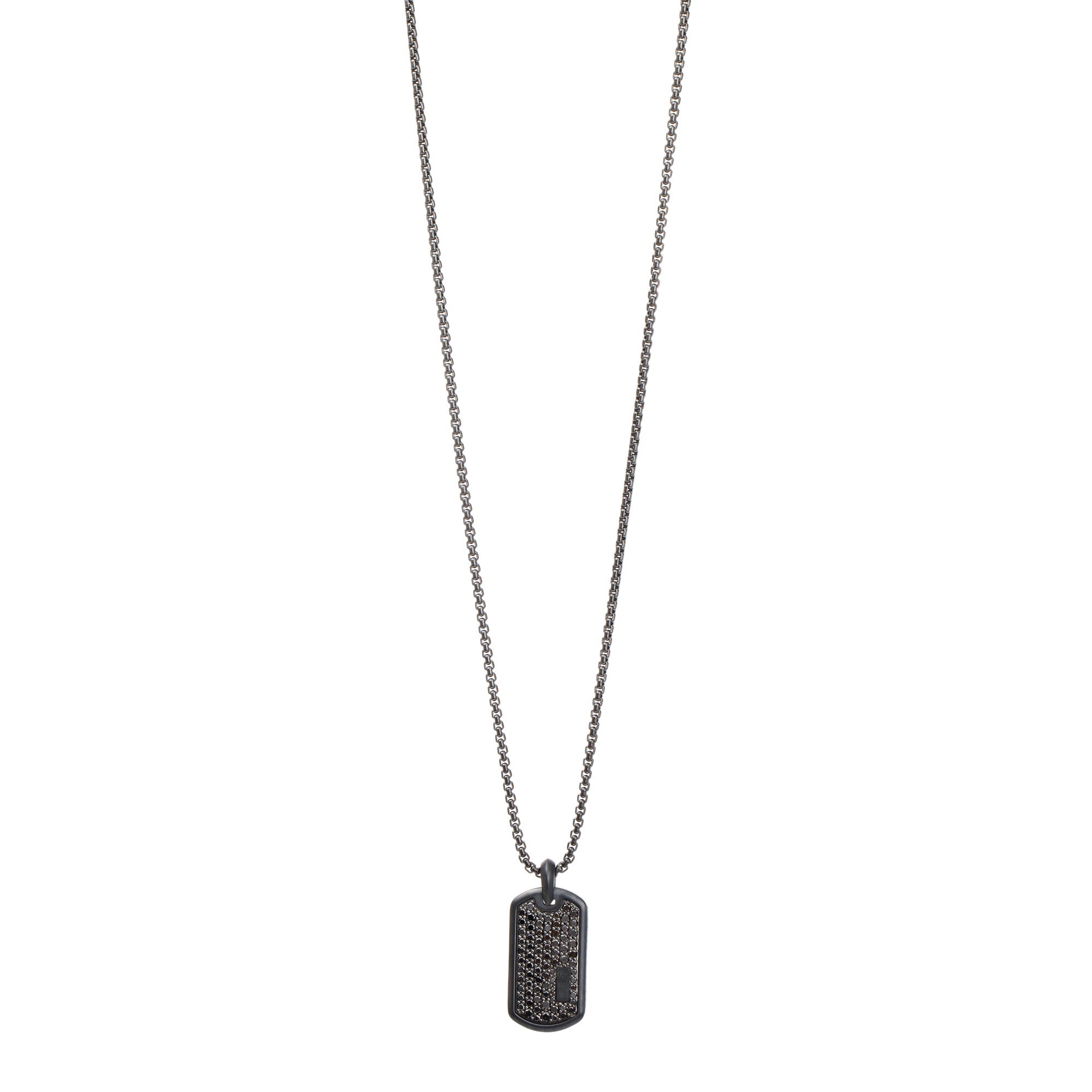 David Yurman Black Titanium Black Diamond Streamline Tag Pendant Necklace