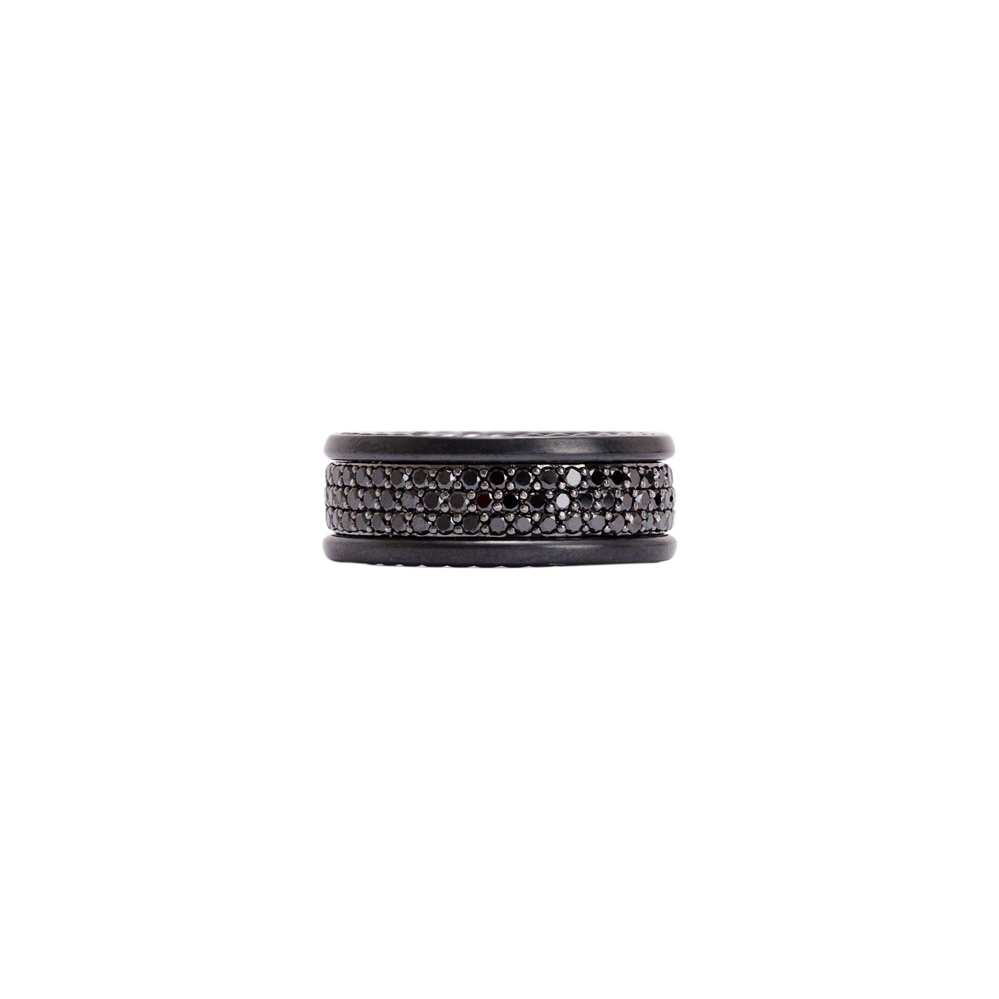 David Yurman Black Titanium Streamline Three-Row Black Diamond Band Ring
