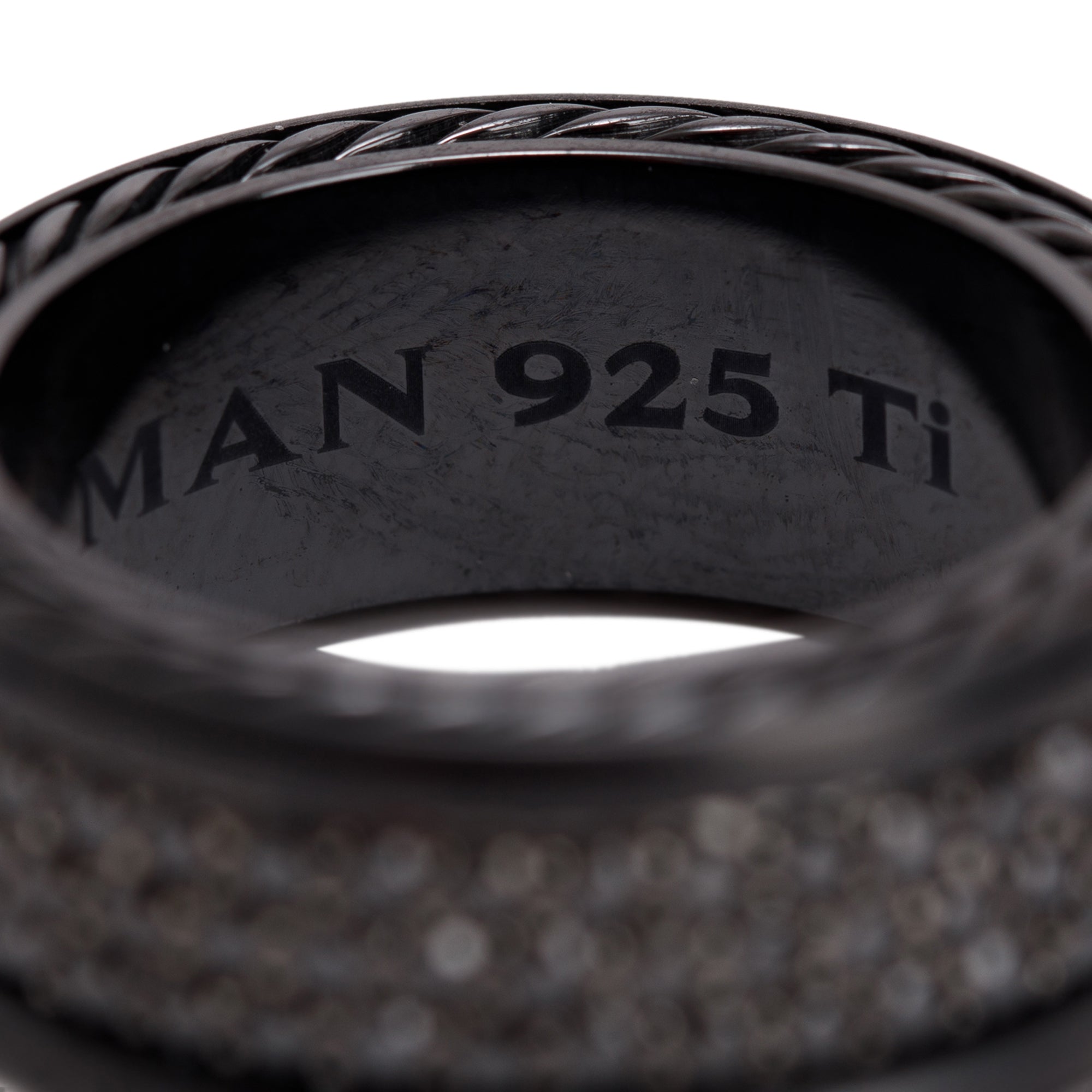 David Yurman Black Titanium Streamline Three-Row Black Diamond Band Ring