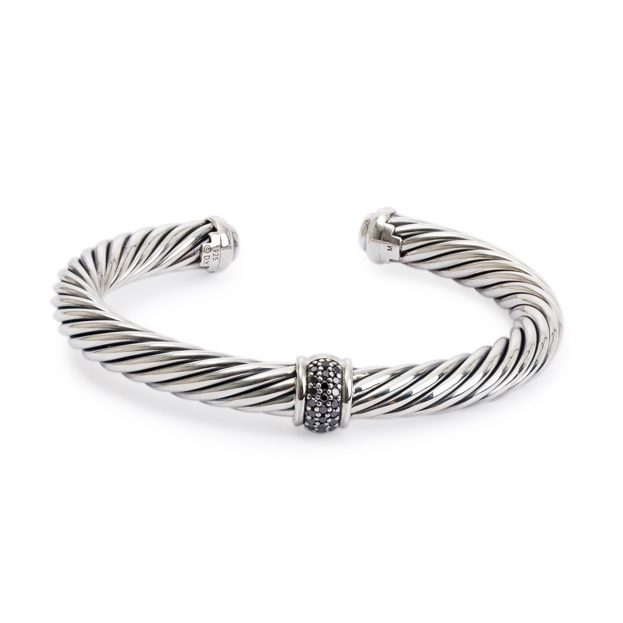 David Yurman Cable Classic Center Station Bracelet with Black Diamonds