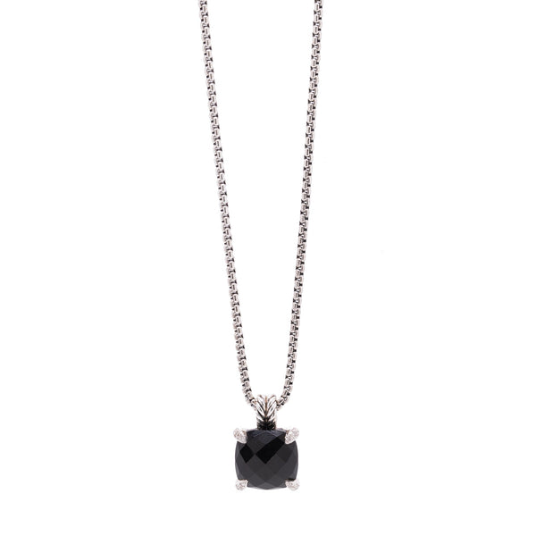 David Yurman Petite Chatelaine Pave Bezel Pendant Necklace with Blue Topaz  and Diamonds | Lee Michaels Fine Jewelry stores