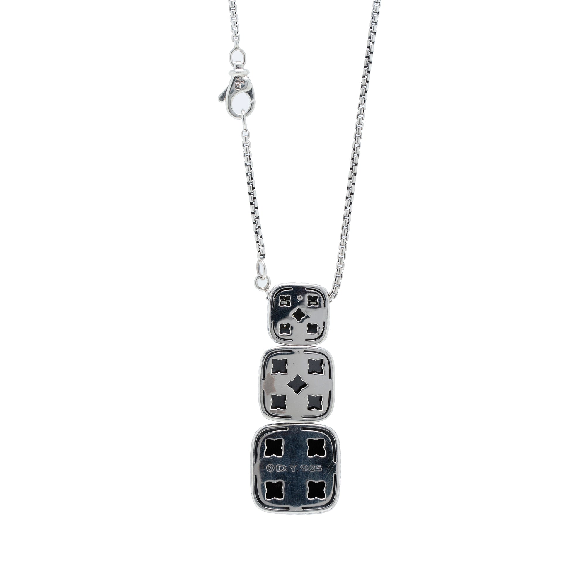 David Yurman Diamond, Hematite & Onyx Chiclet Pendant Necklace