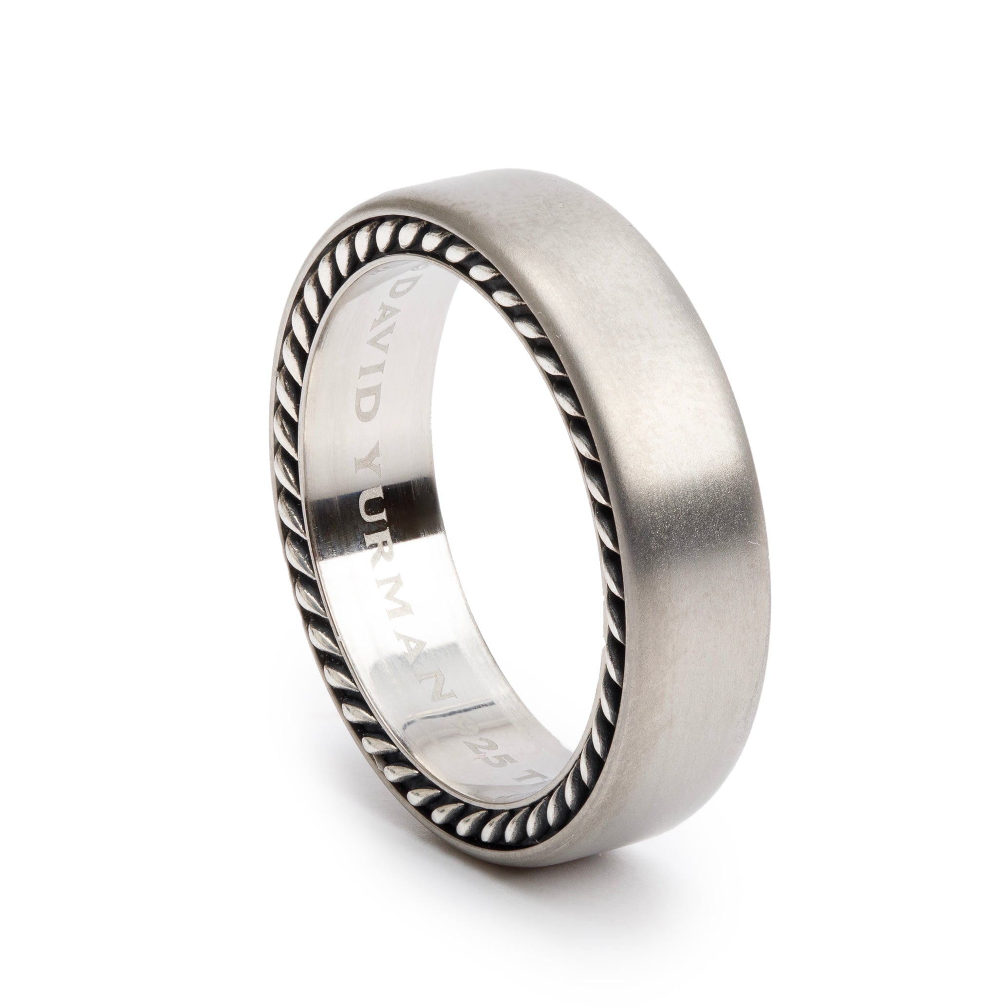 David Yurman Grey Titanium & Sterling Silver 6 MM Streamline Band Ring, Size 9.5 w/ Box