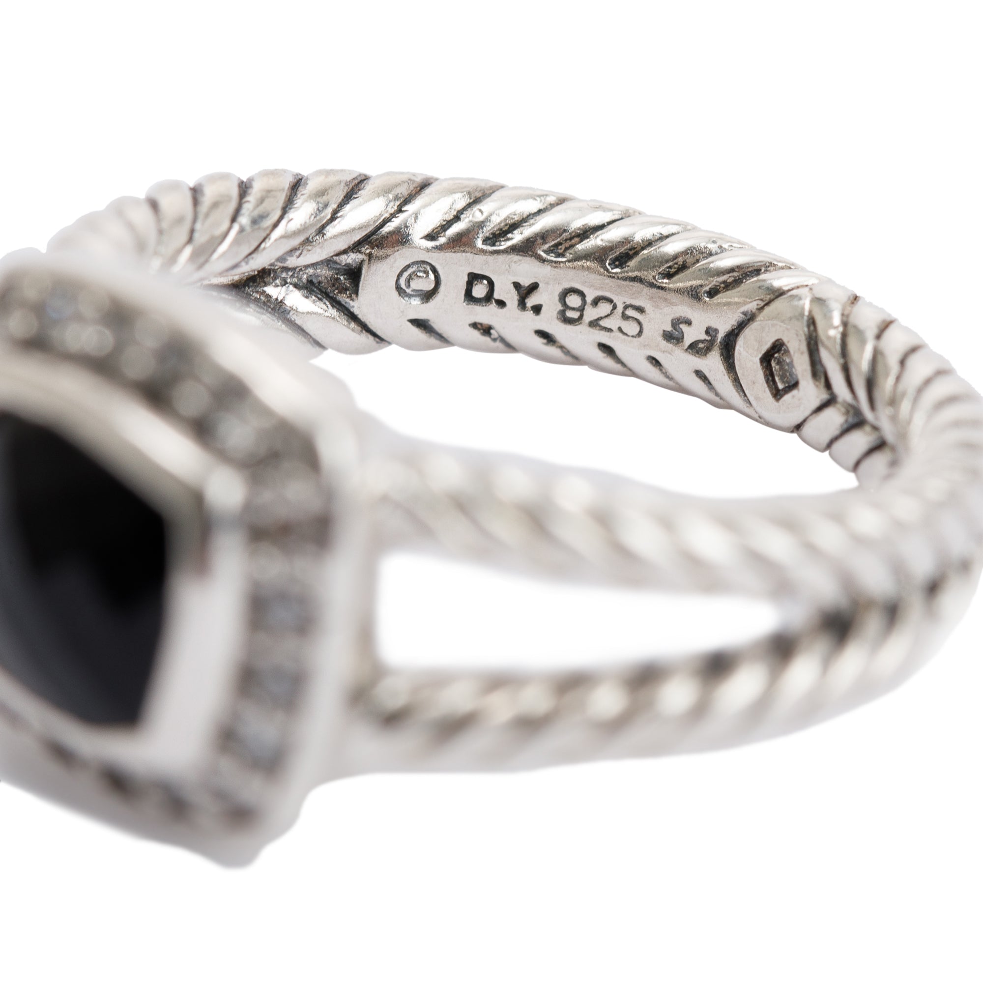 David Yurman Petite Albion Ring with Black Onyx and Diamonds