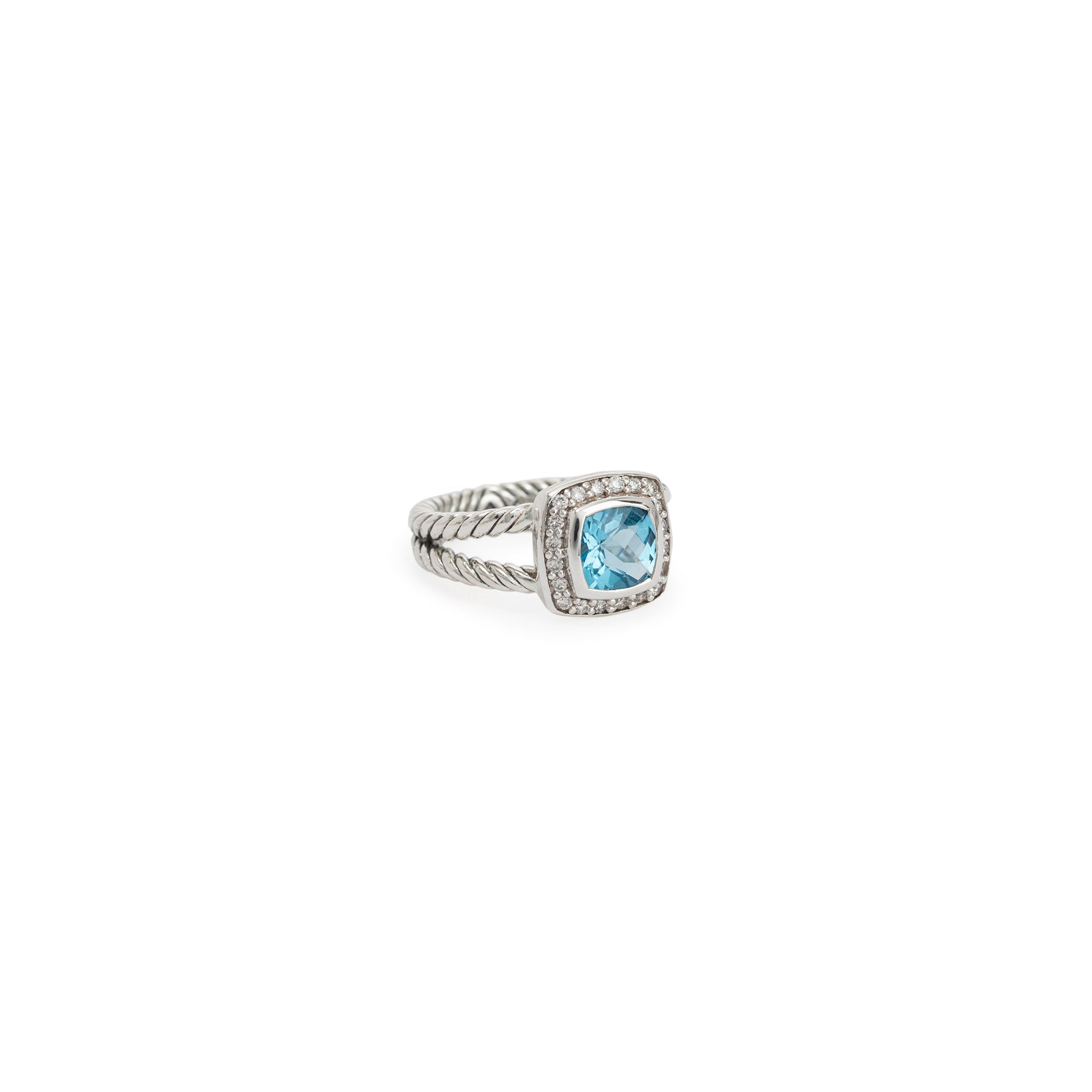 David Yurman Petite Albion Ring with Blue Topaz and Diamonds