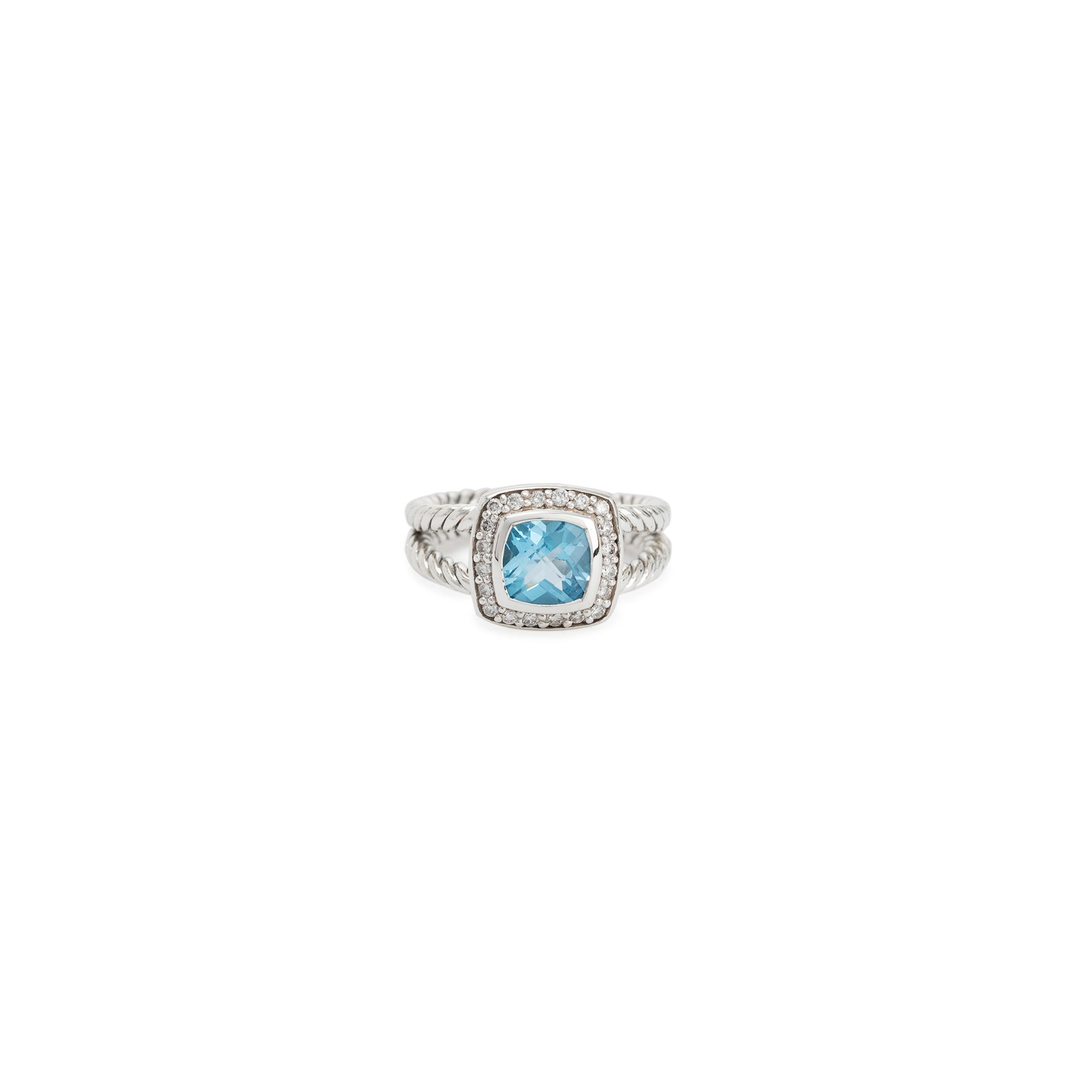 David Yurman Petite Albion Ring with Blue Topaz and Diamonds
