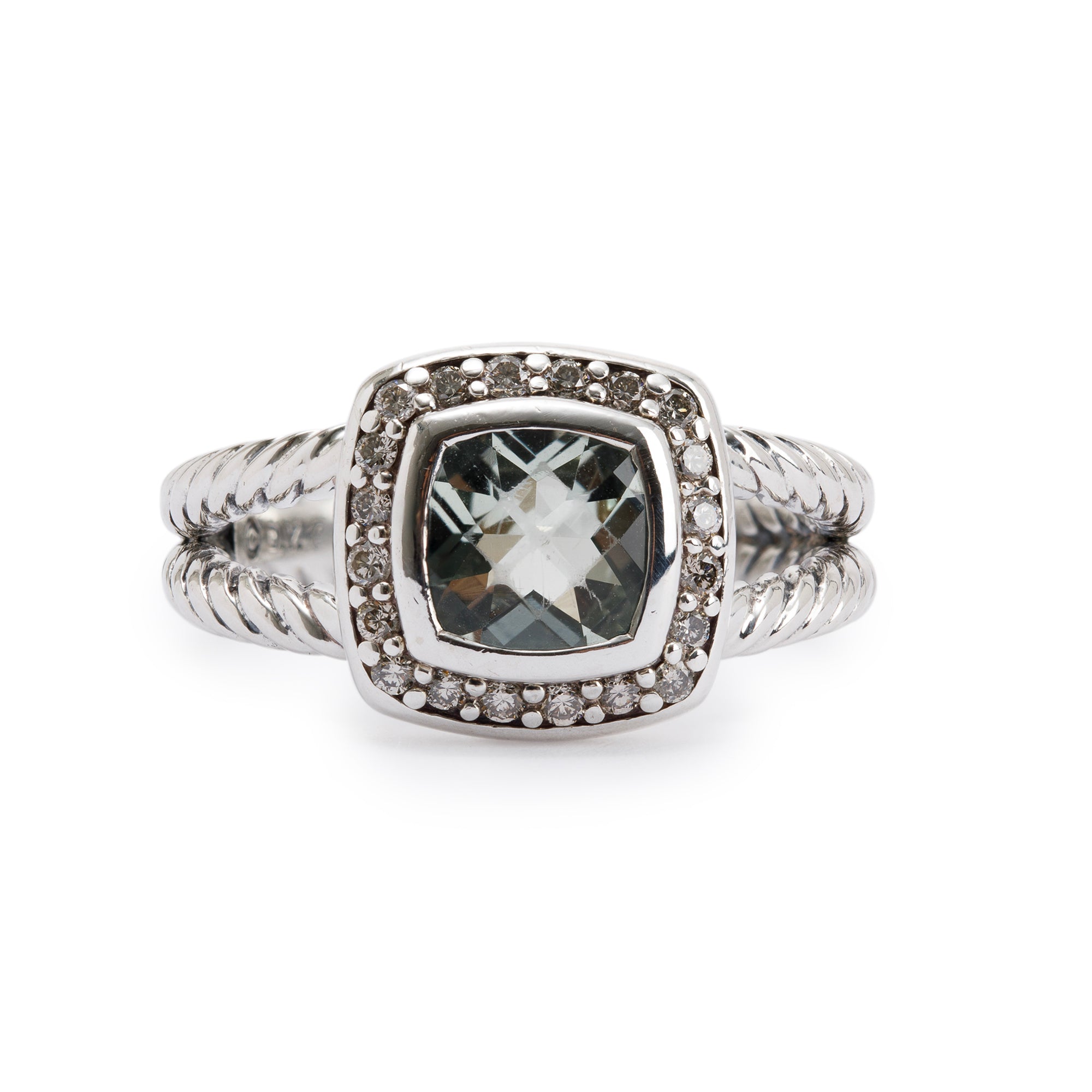 David Yurman Petite Albion Ring with Prasiolite and Diamonds