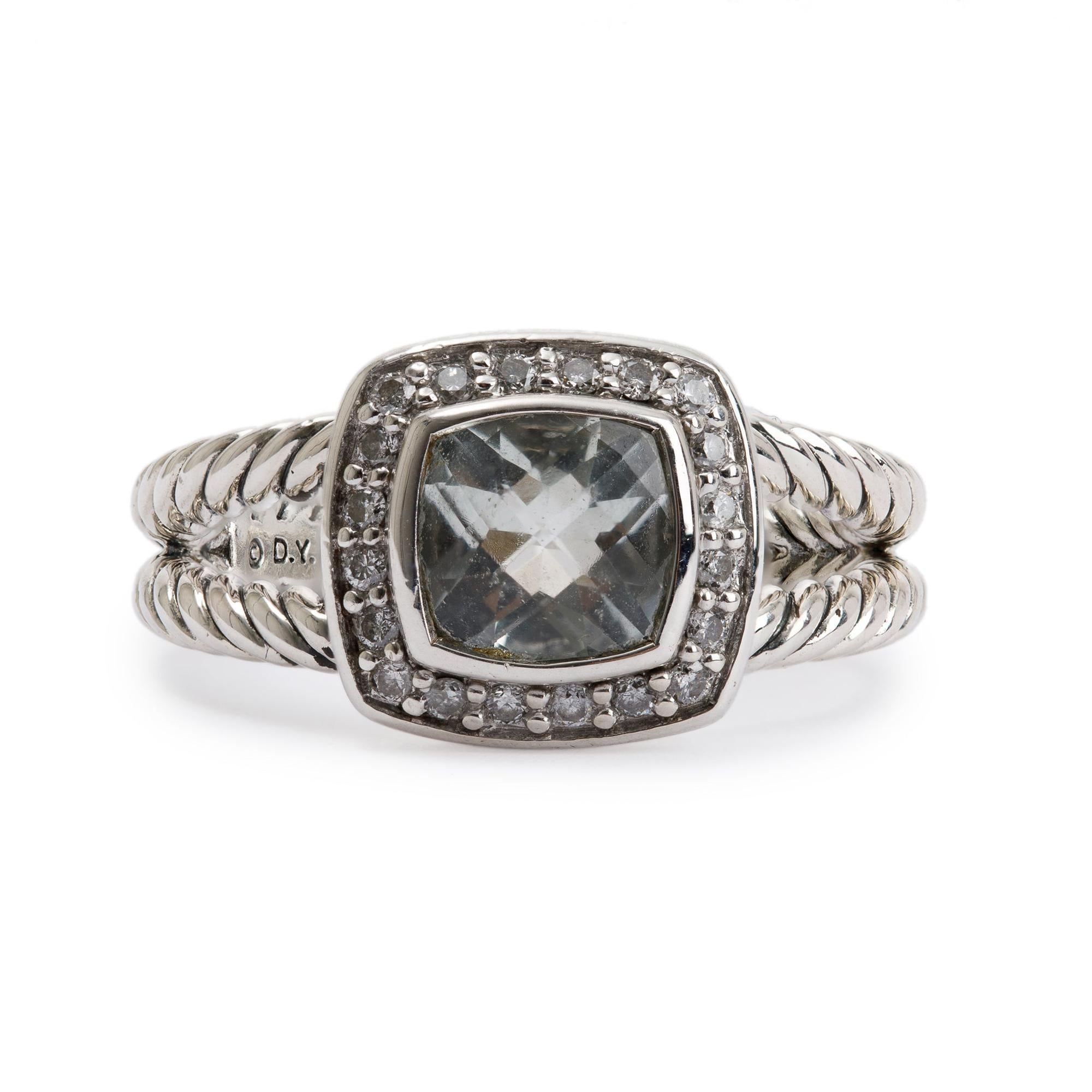 David Yurman Petite Albion Ring with Prasiolite and Diamonds