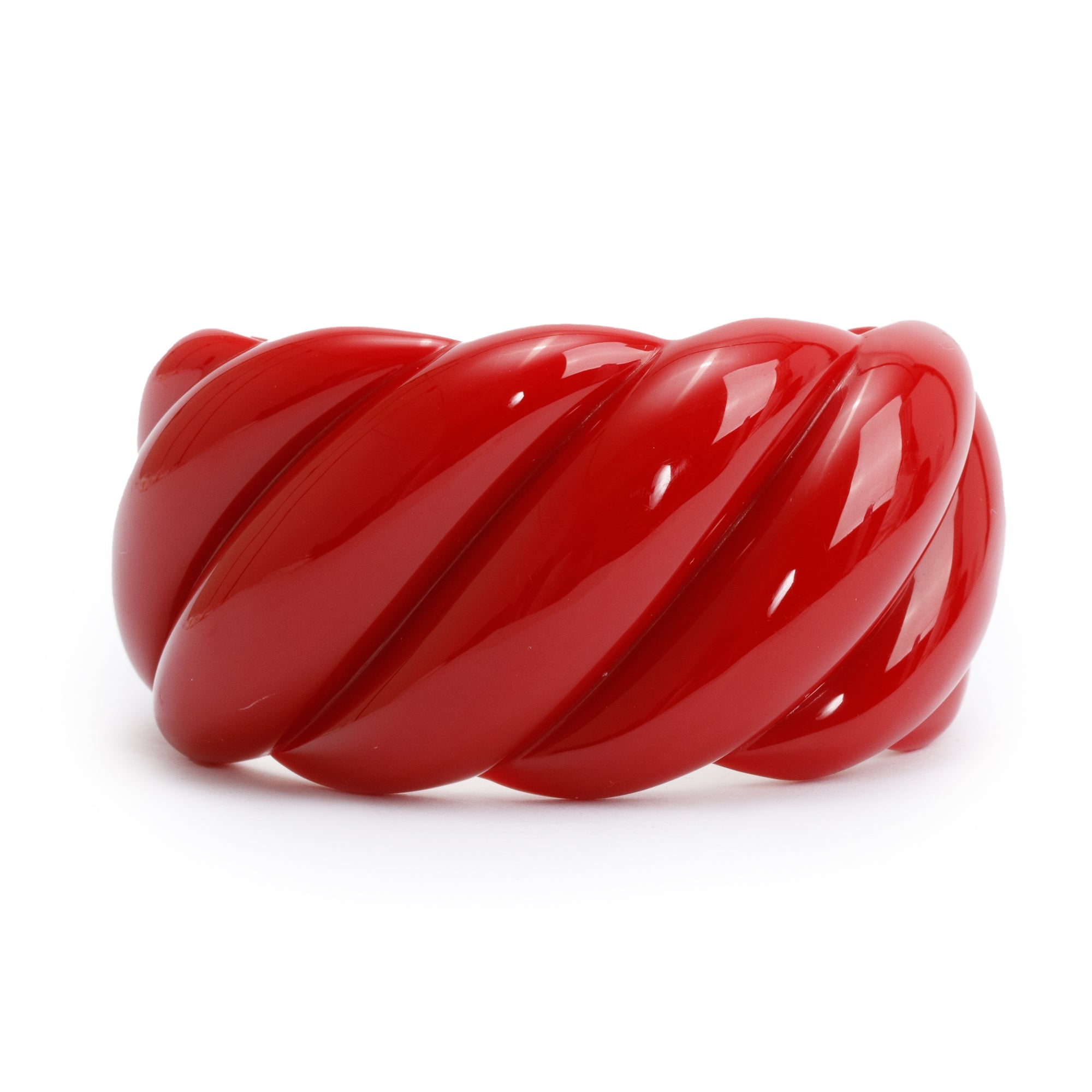 David Yurman Red Resin Yellow Gold-Plated Sterling Silver Sculpted Cuff Bracelet