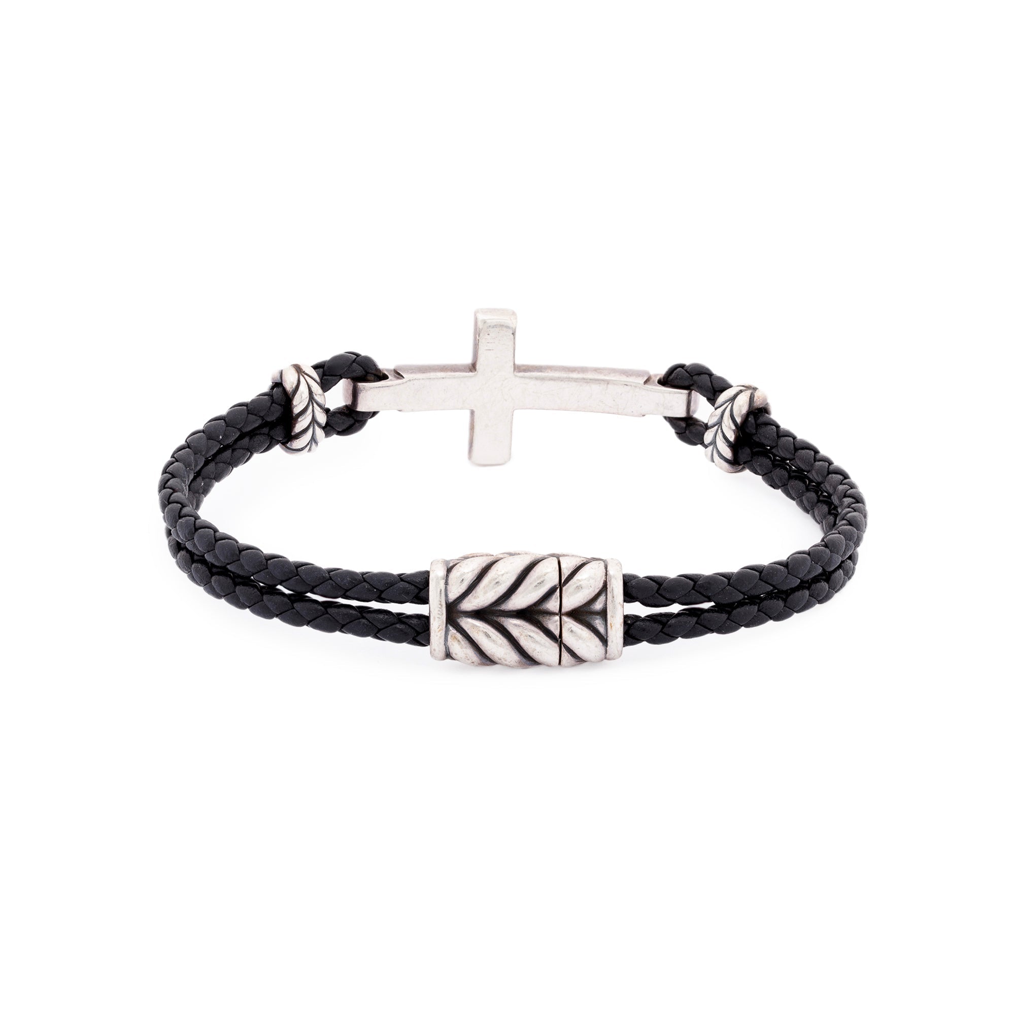 David Yurman Sapphire Cross Leather Bracelet