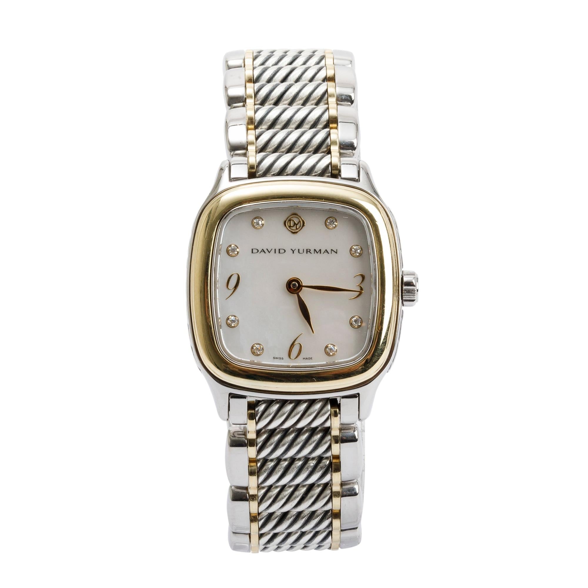 David Yurman Stainless Steel & 18k Yellow Gold Diamond Dial Thoroughbred 25.5MM Watch