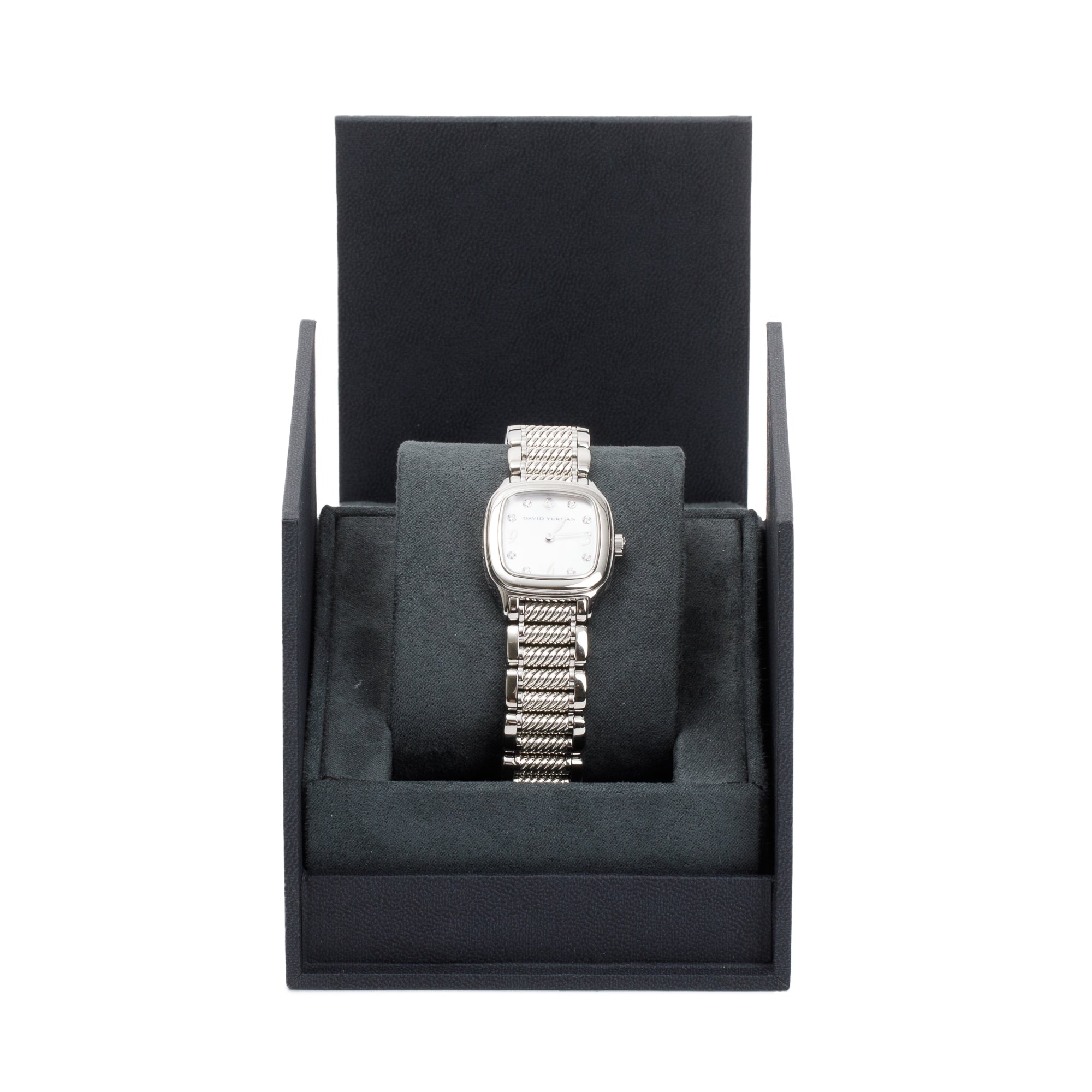 David Yurman Stainless Steel Diamond Dial Thoroughbred 25.5MM Watch w/ Box