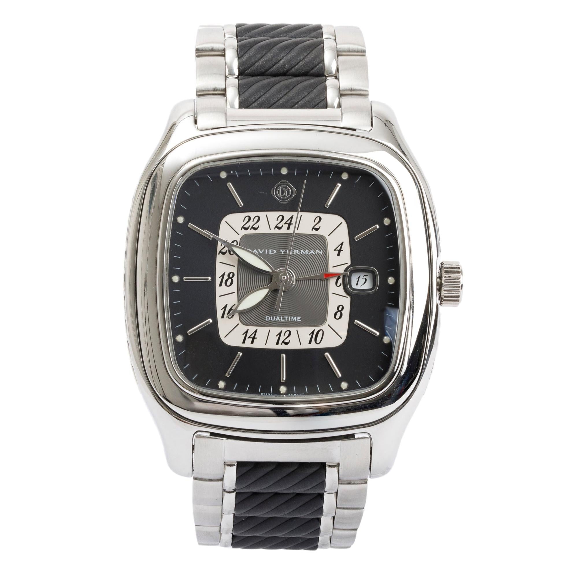 David Yurman Stainless Steel T306-DST Thoroughbred Dual Time 42 MM Automatic Watch