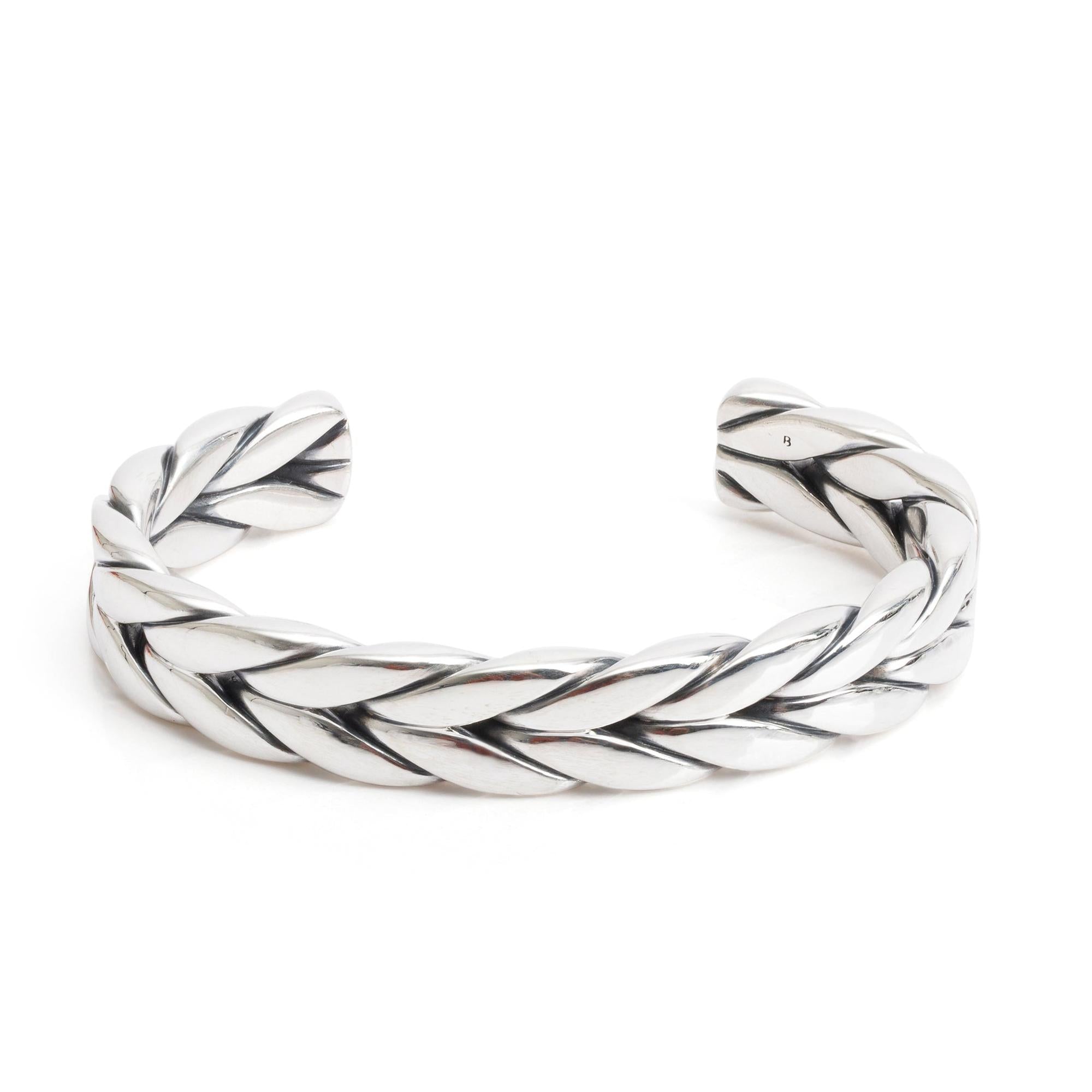 David Yurman Sterling Silver 12MM Chevron Woven Cuff Bracelet