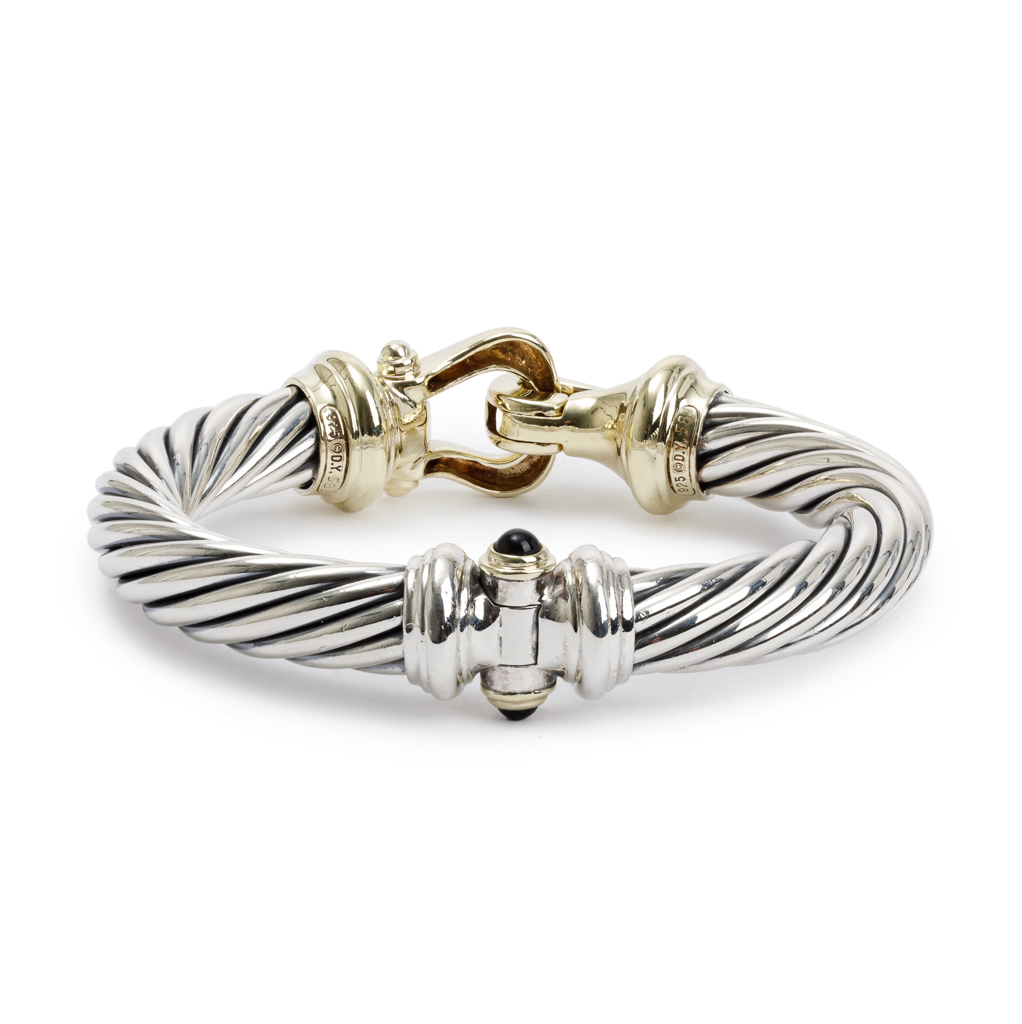 David Yurman Sterling Silver & 14k Yellow Gold 10 MM Cable Buckle Bracelet