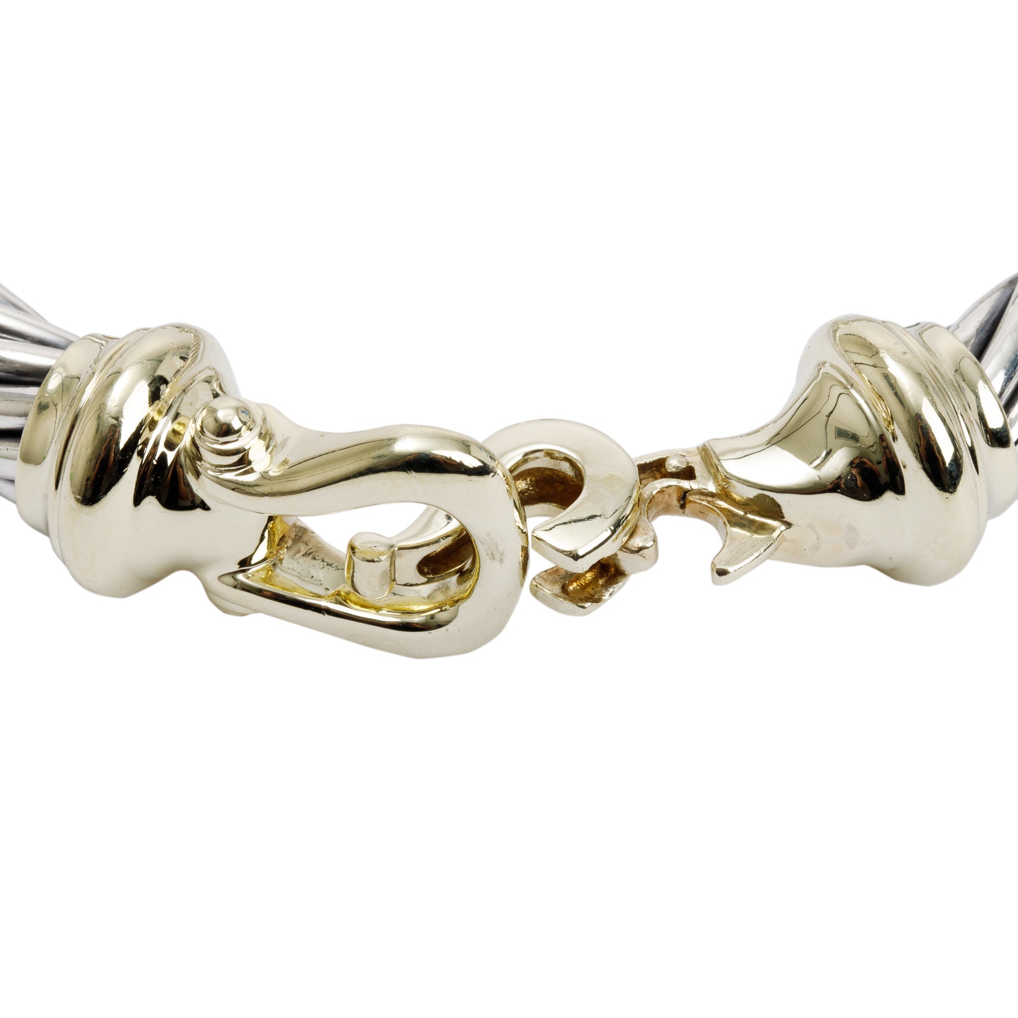 David Yurman Sterling Silver & 14k Yellow Gold 10 MM Cable Buckle Bracelet