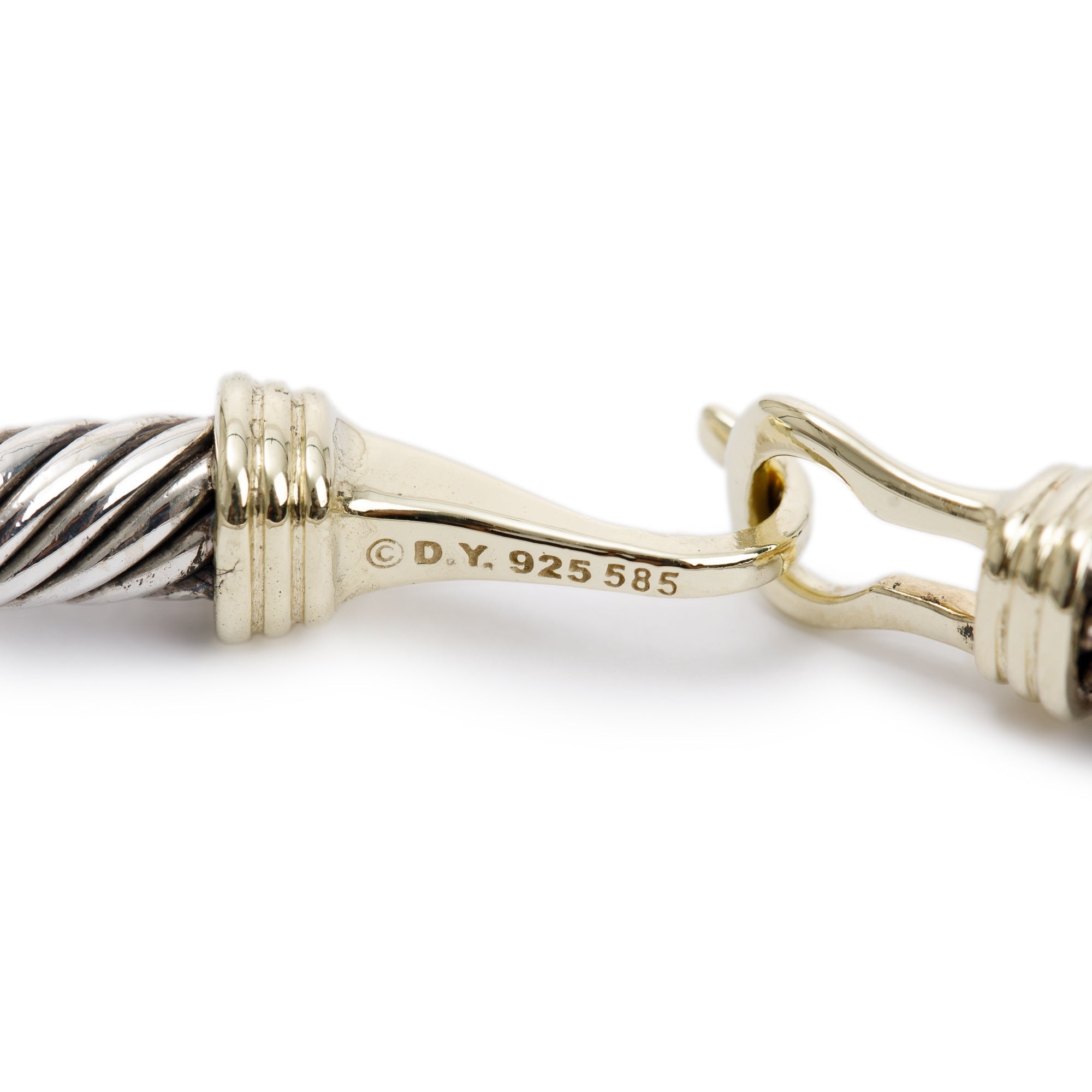 David Yurman Sterling Silver & 14k Yellow Gold 5MM Cable Buckle Bracelet