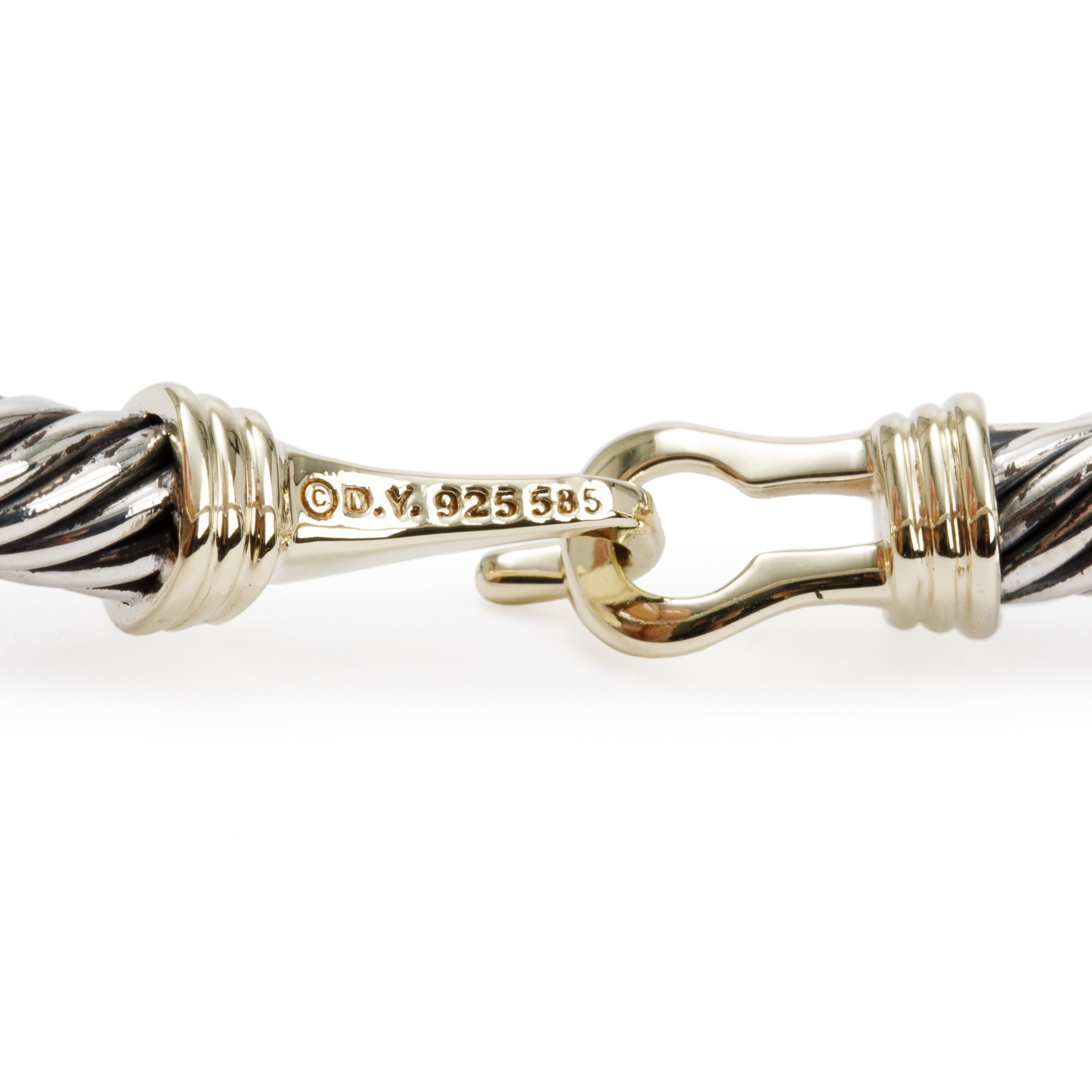 David Yurman Sterling Silver & 14k Yellow Gold 5MM Cable Buckle Bracelet w/ Box