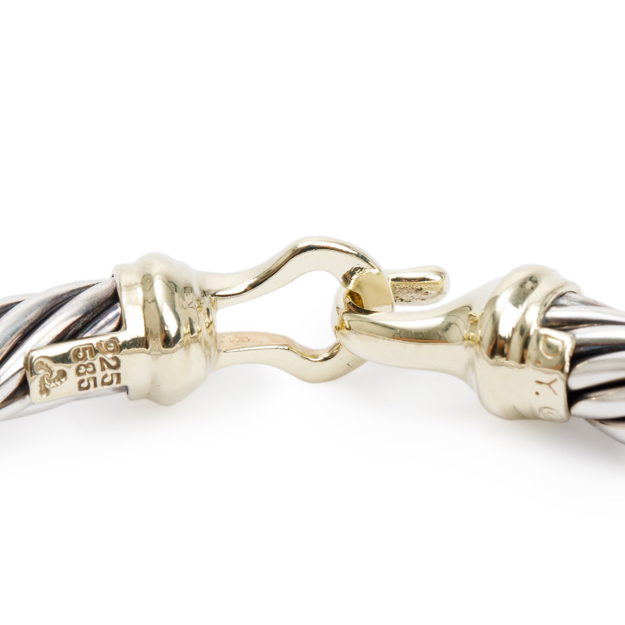 David Yurman Sterling Silver & 14k Yellow Gold 7MM Cable Buckle Bracelet