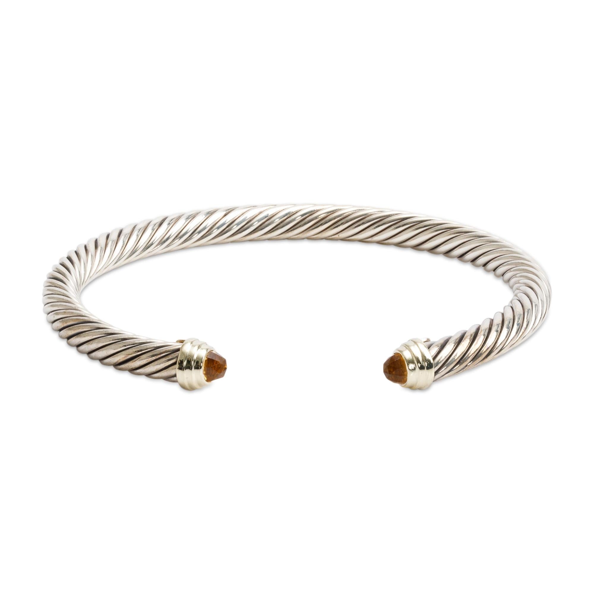David Yurman Sterling Silver & 14k Yellow Gold Citrine 5 MM Cable Classics Bracelet