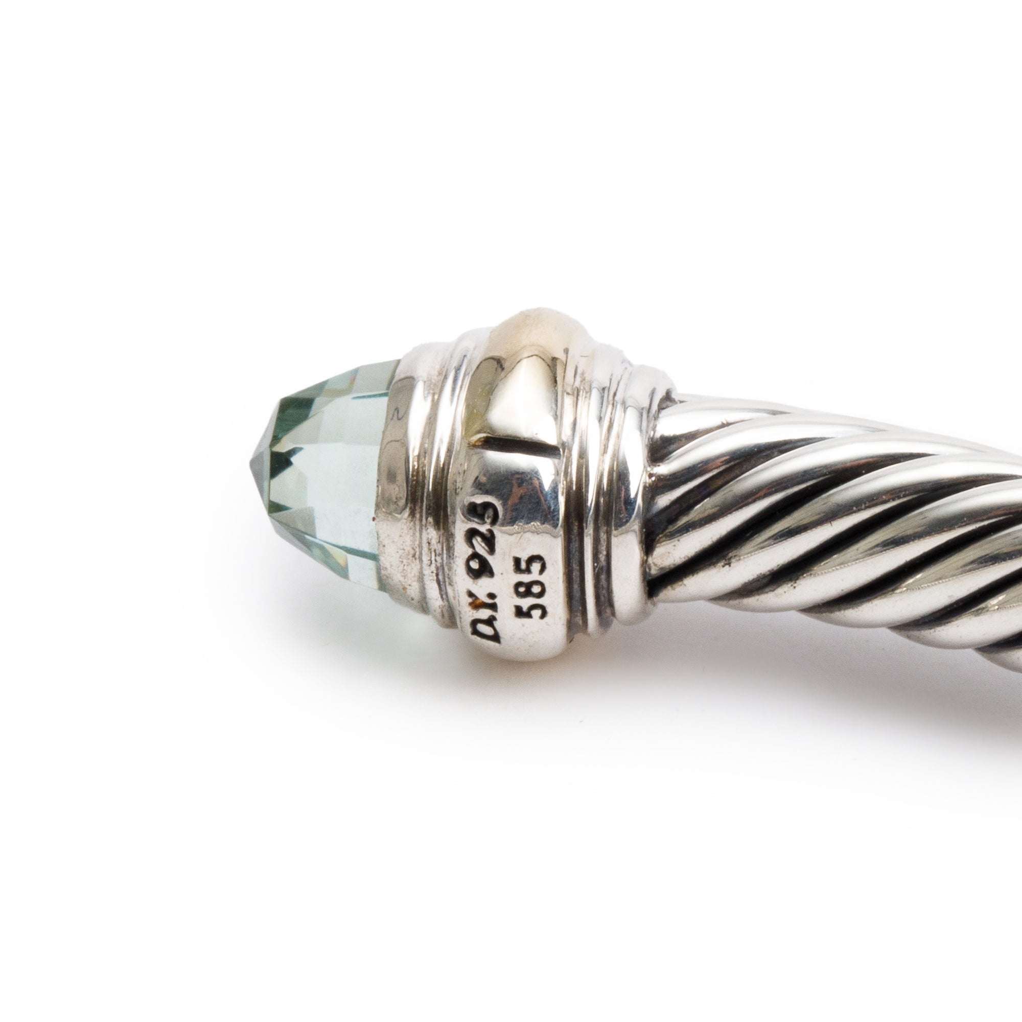 David Yurman Sterling Silver & 14k Yellow Gold Prasiolite 5 MM Cable Classics Bracelet
