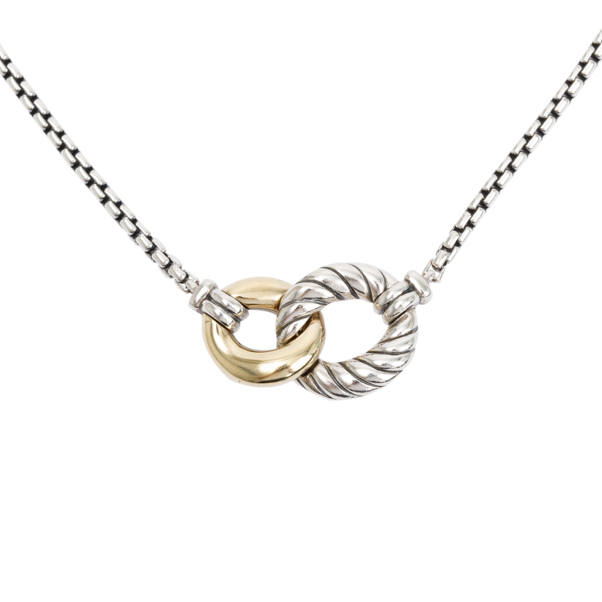 David Yurman Sterling Silver & 18k Yellow Belmont Curb Link Necklace