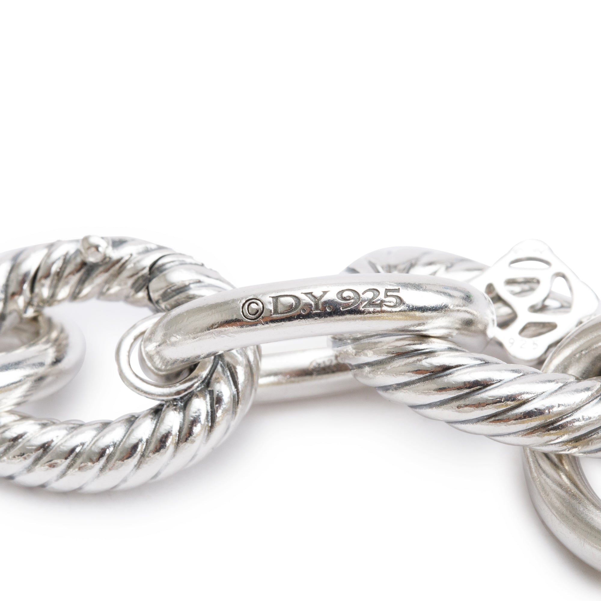 David Yurman Sterling Silver & 18k Yellow Bonded Gold Oval Link Chain Bracelet, 19 MM