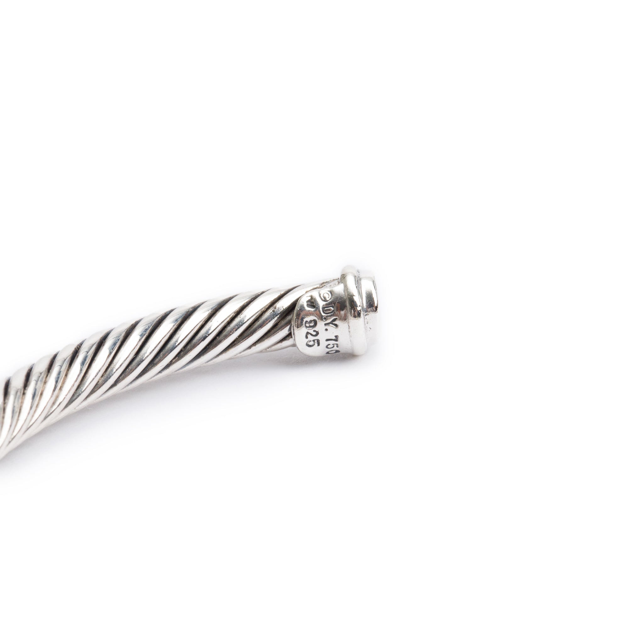 David Yurman Sterling Silver & 18k Yellow Gold 4 MM Double Station Cable Cuff Bracelet