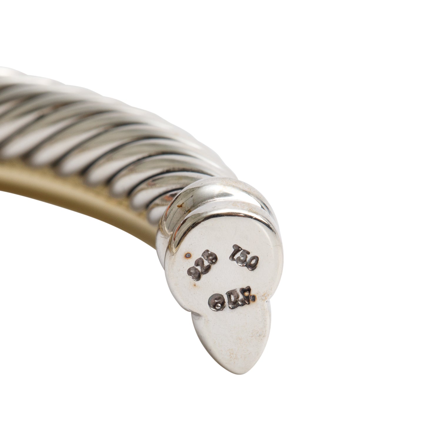 David Yurman Sterling Silver & 18k Yellow Gold 5 MM Crossover Cuff Bracelet