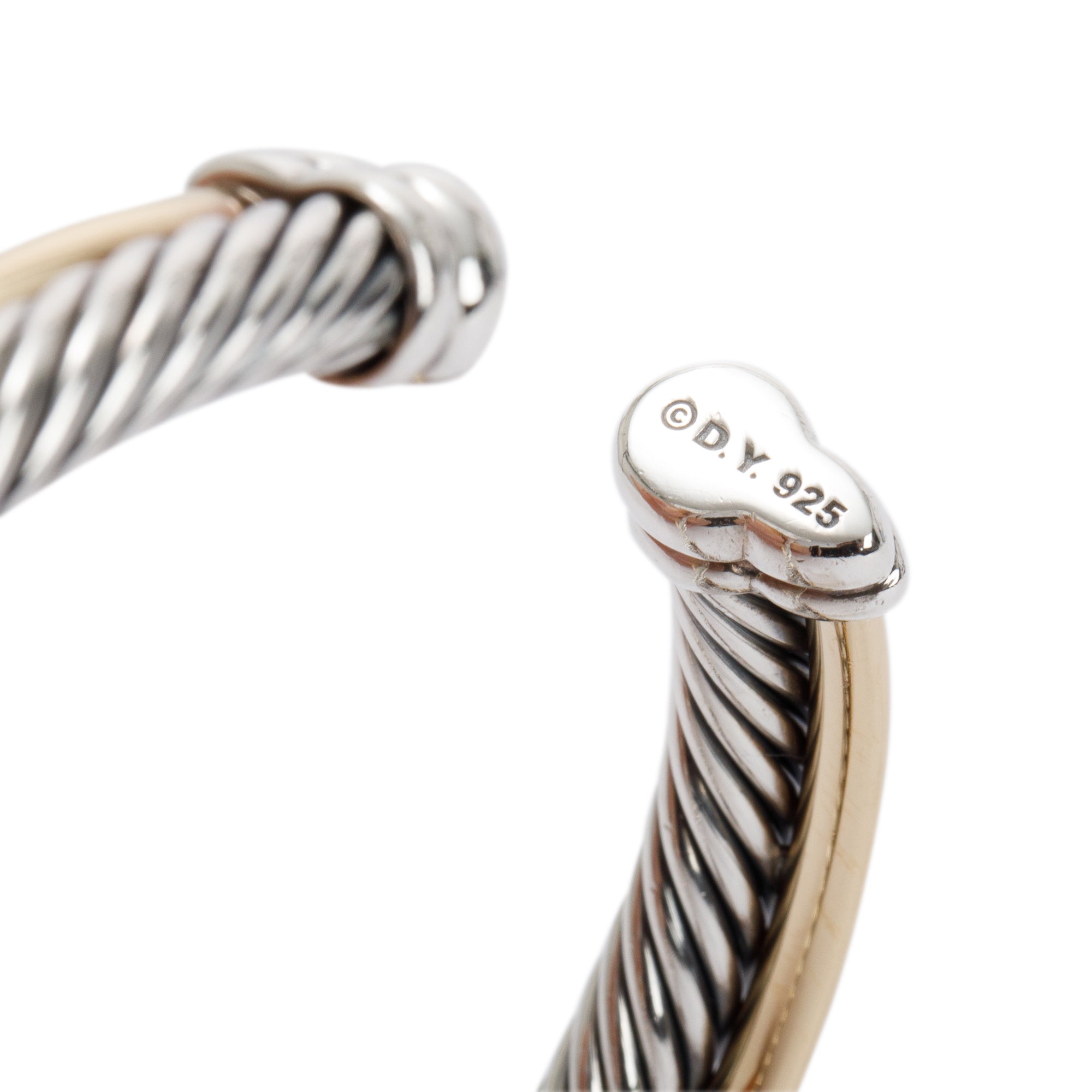 David Yurman Sterling Silver & 18k Yellow Gold 5 MM Crossover Cuff Bracelet