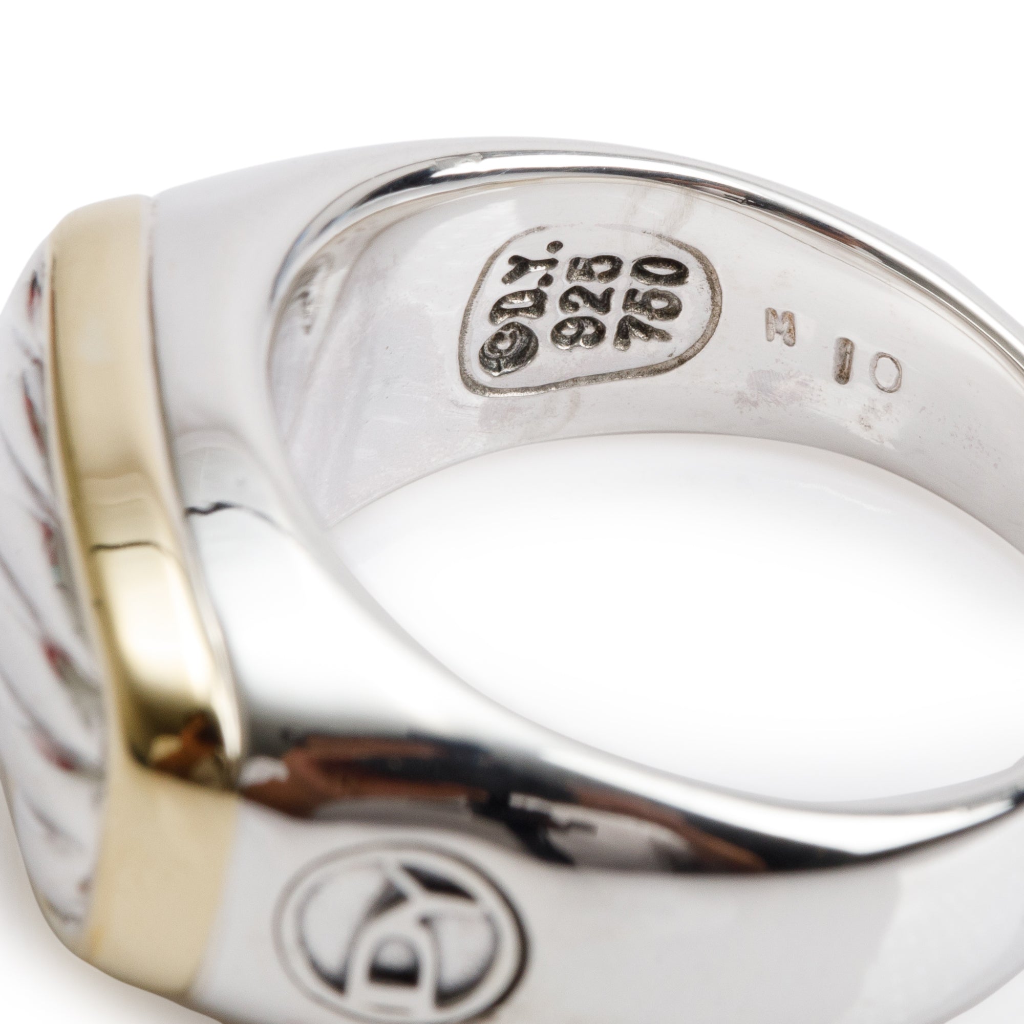 David Yurman Sterling Silver & 18k Yellow Gold Cable Signet Ring, Size 8.75