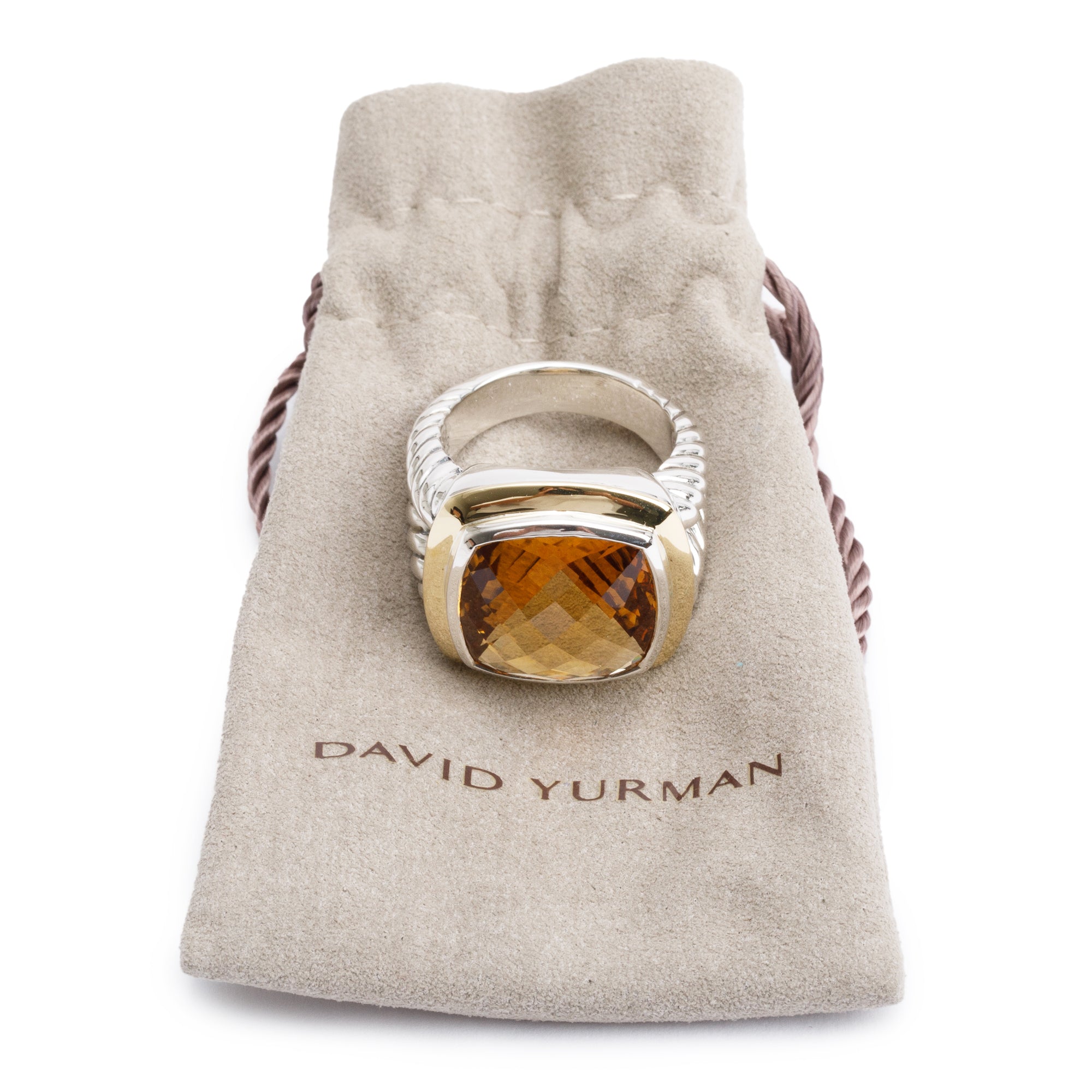 David Yurman Sterling Silver & 18k Yellow Gold Citrine Albion Ring, Size 10